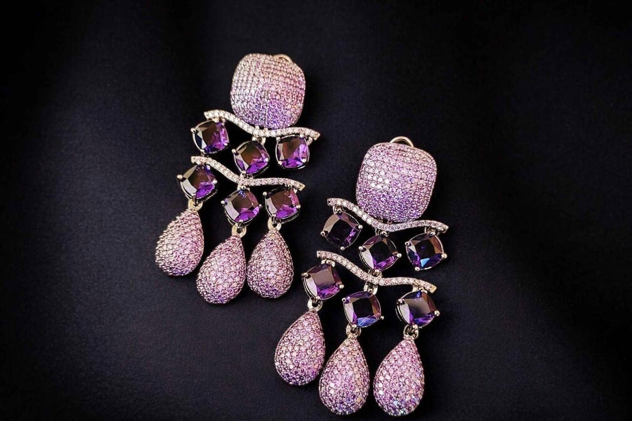 Cocktail earrings Partywear earrings stone earrings Saffronfashionindia