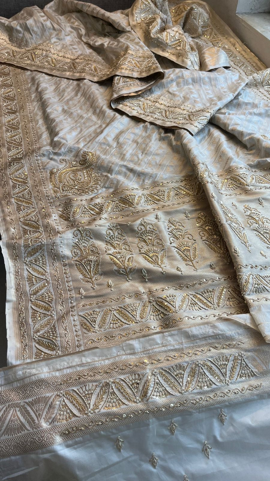 Navesha zardosi Katan silk saree Indian sarees SaffronFashion