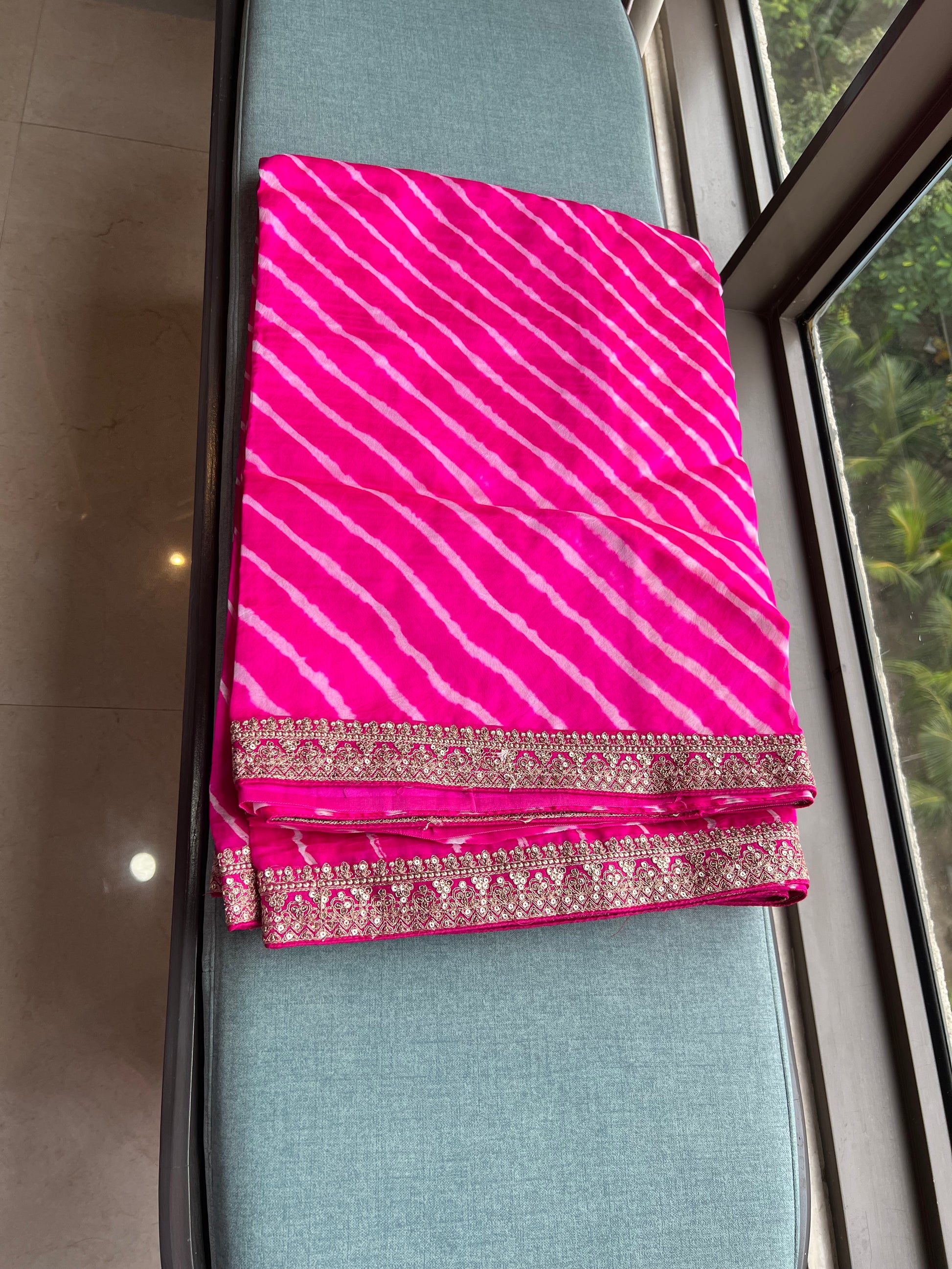 Pink Organza saree border saree party wear sari blouse - Saffronfashionindia