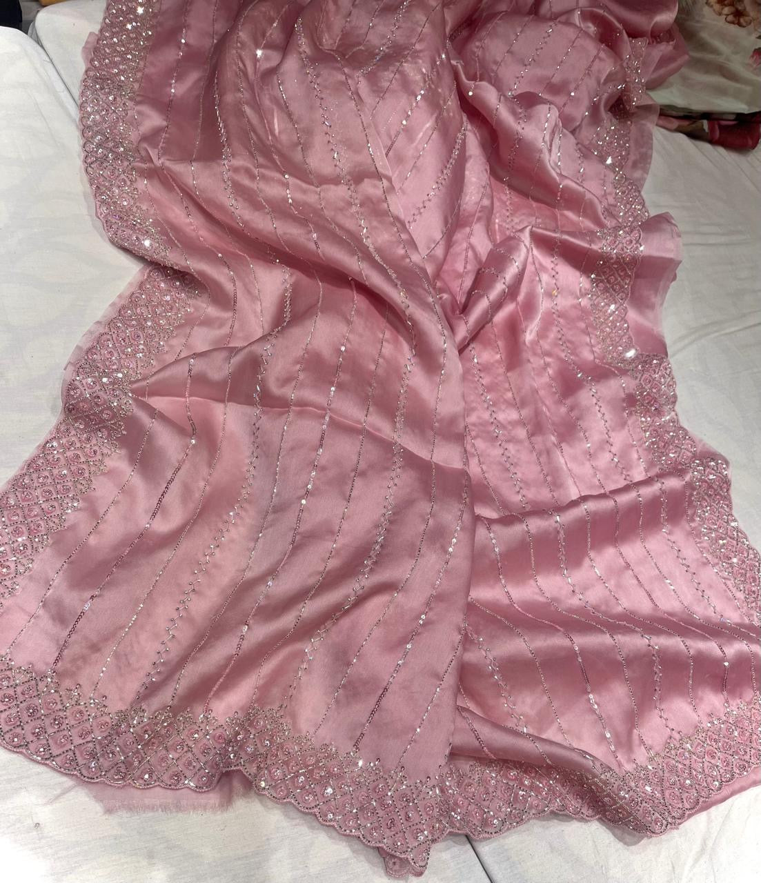 Lavisha organza saree Indian saree sequence sarees - Saffronfashionindia