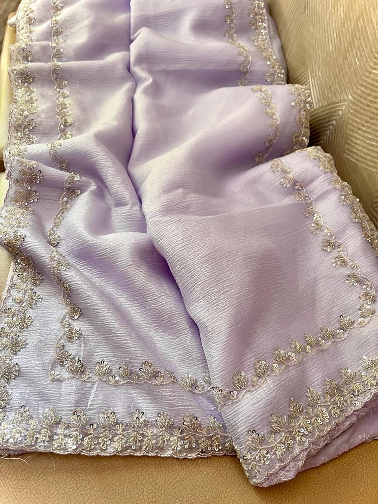 Ruhaani crushed tissue partywear sarees - Saffronfashionindia