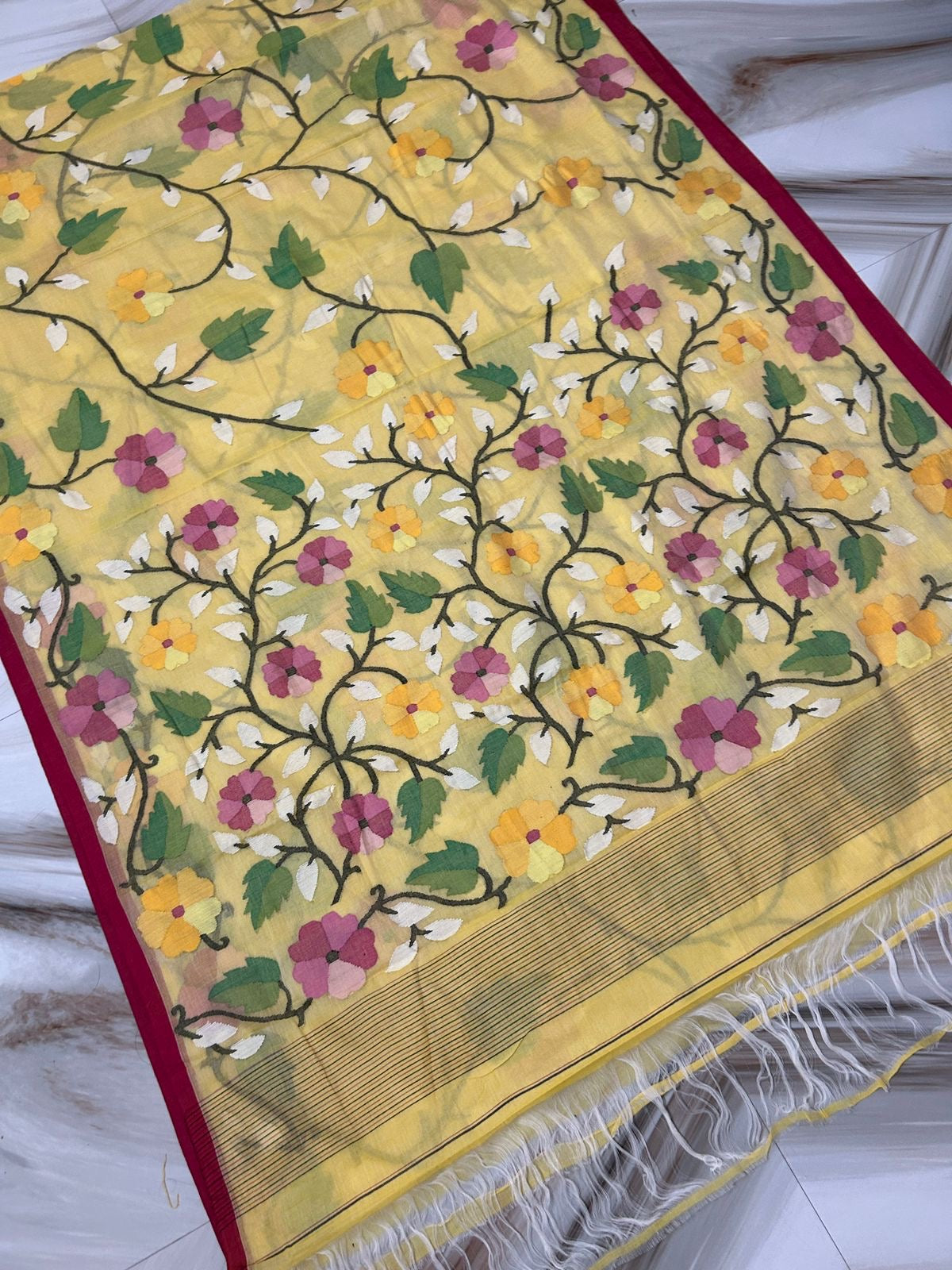 Nirvana Tantuj Jamdani saree women saree blouse - Saffronfashionindia