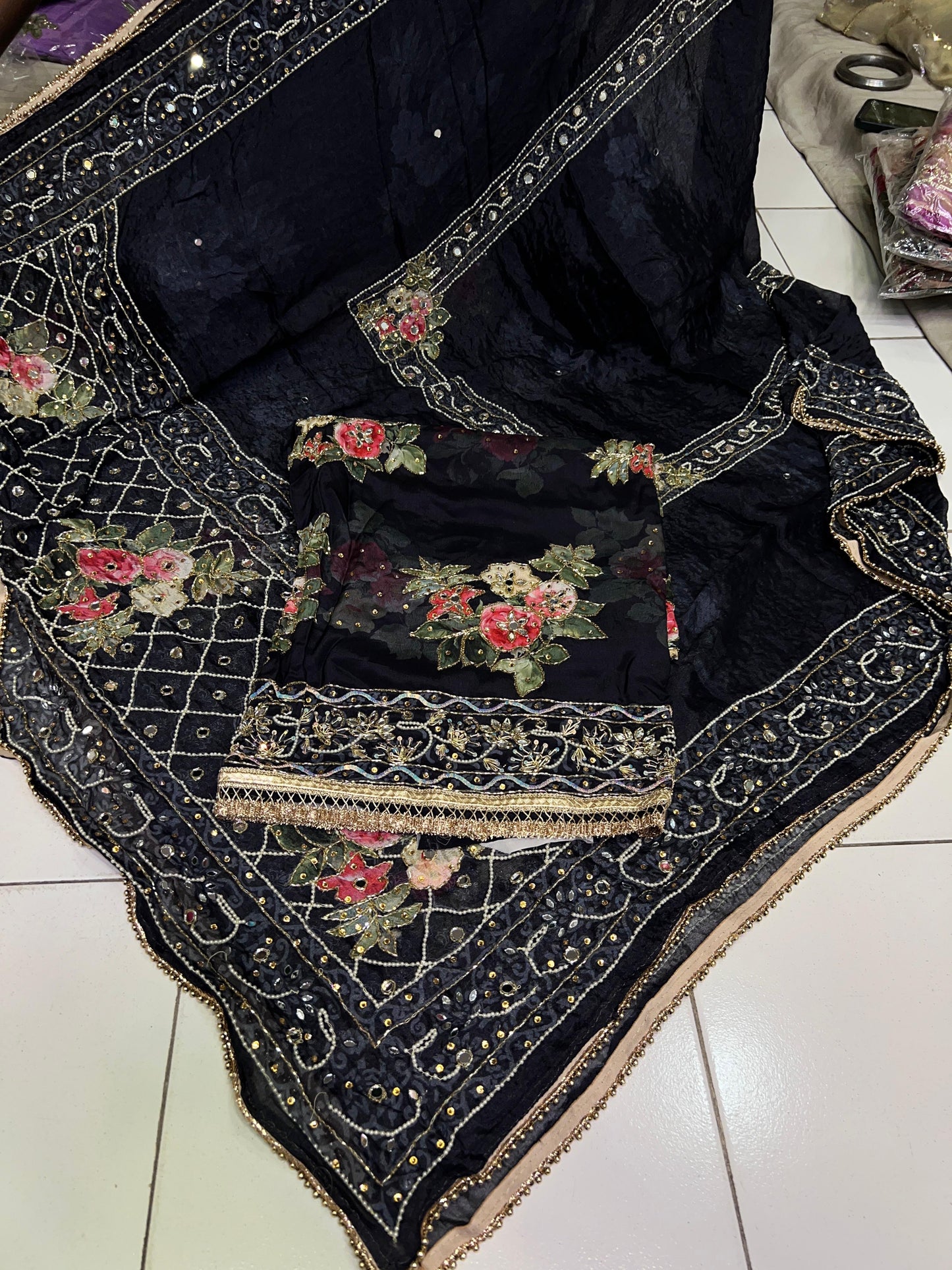 Riwaza crepe unstitched suit Punjabi Salwar suit - Saffronfashionindia