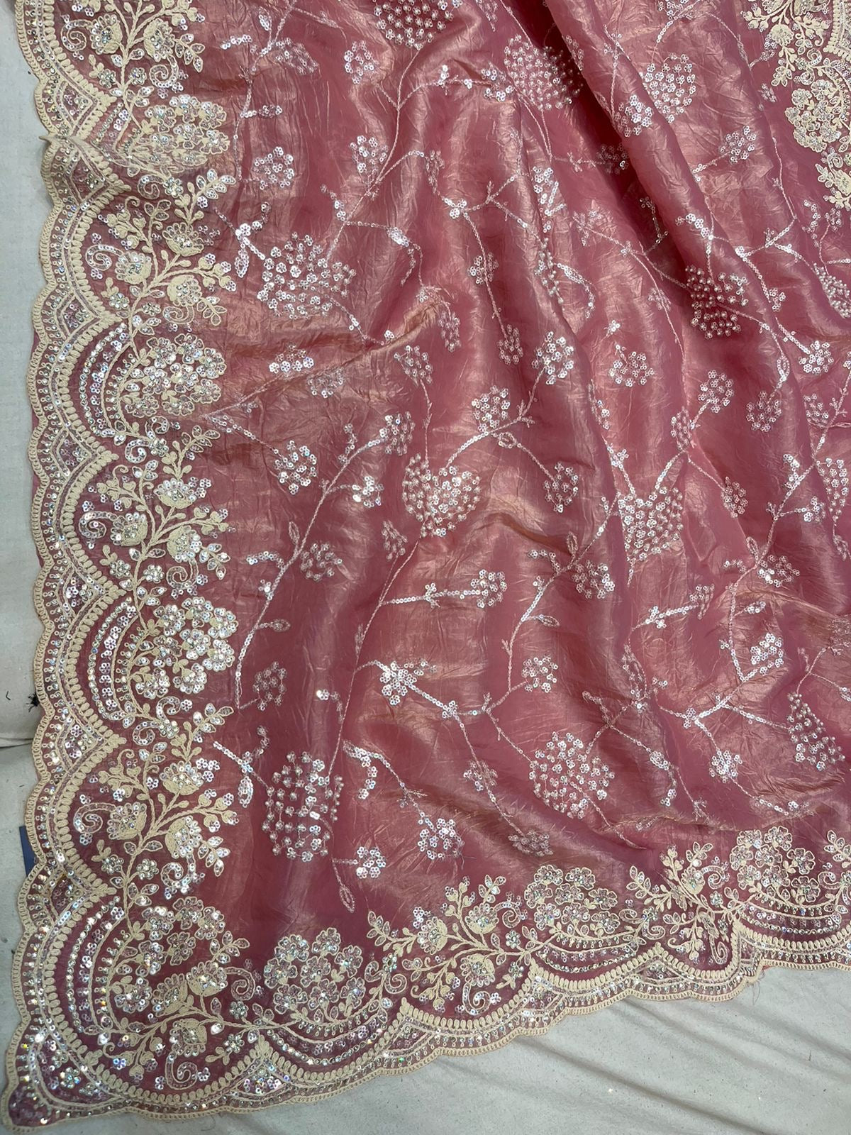 Rahika crush organza sequins saree - Saffronfashionindia