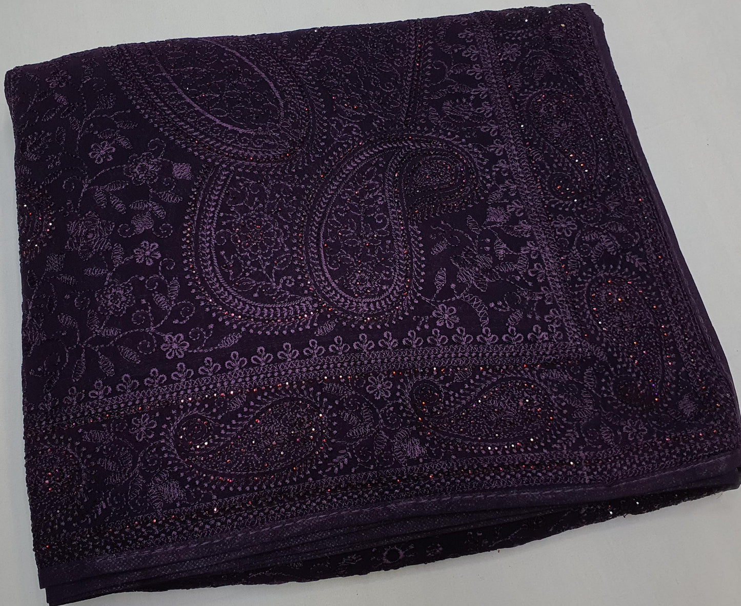 Paisley inspired Chikankari saree gorgette saree blouse - Saffronfashionindia