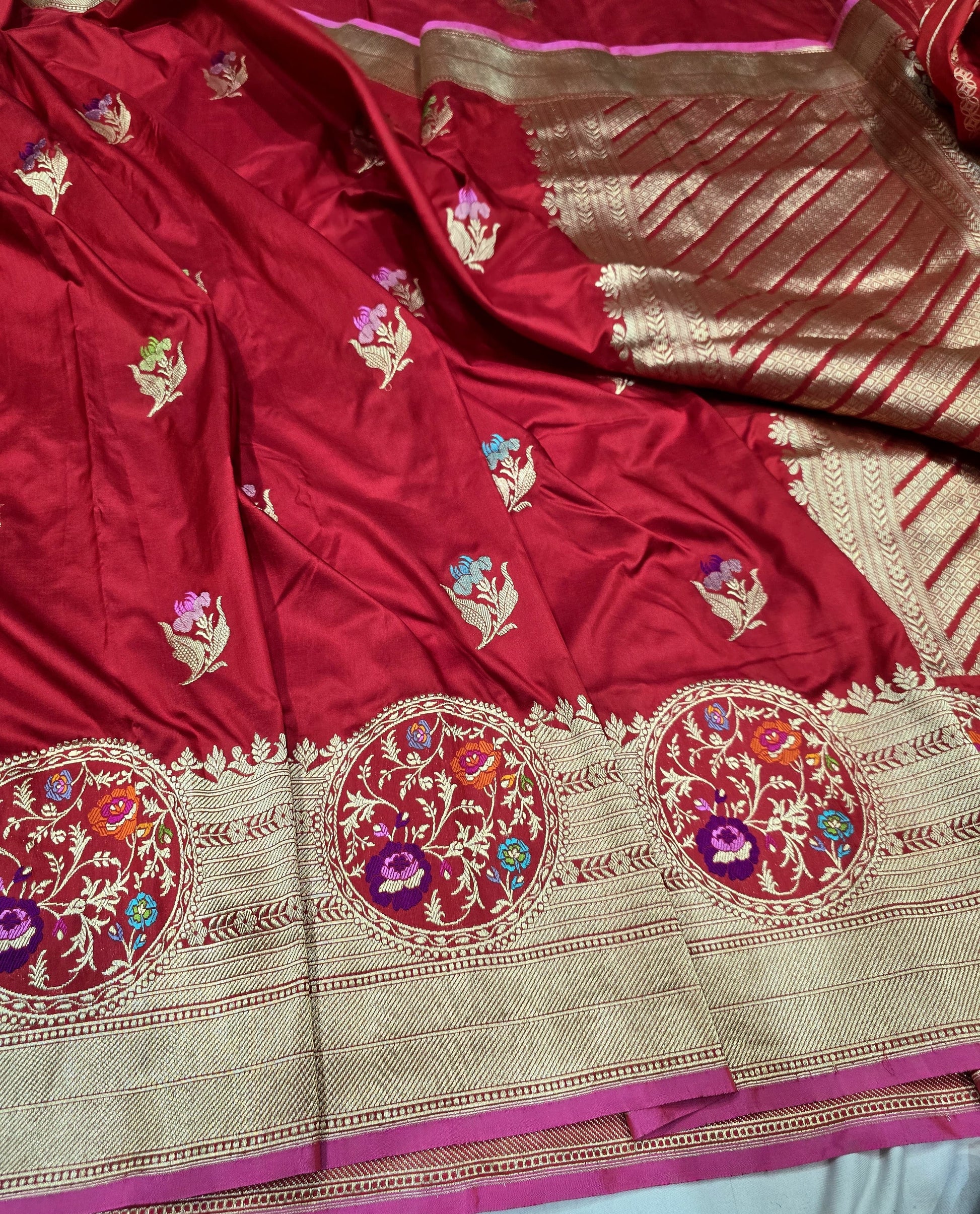 Urmia Banarsi saree handwoven sarees blouse SaffronFashion