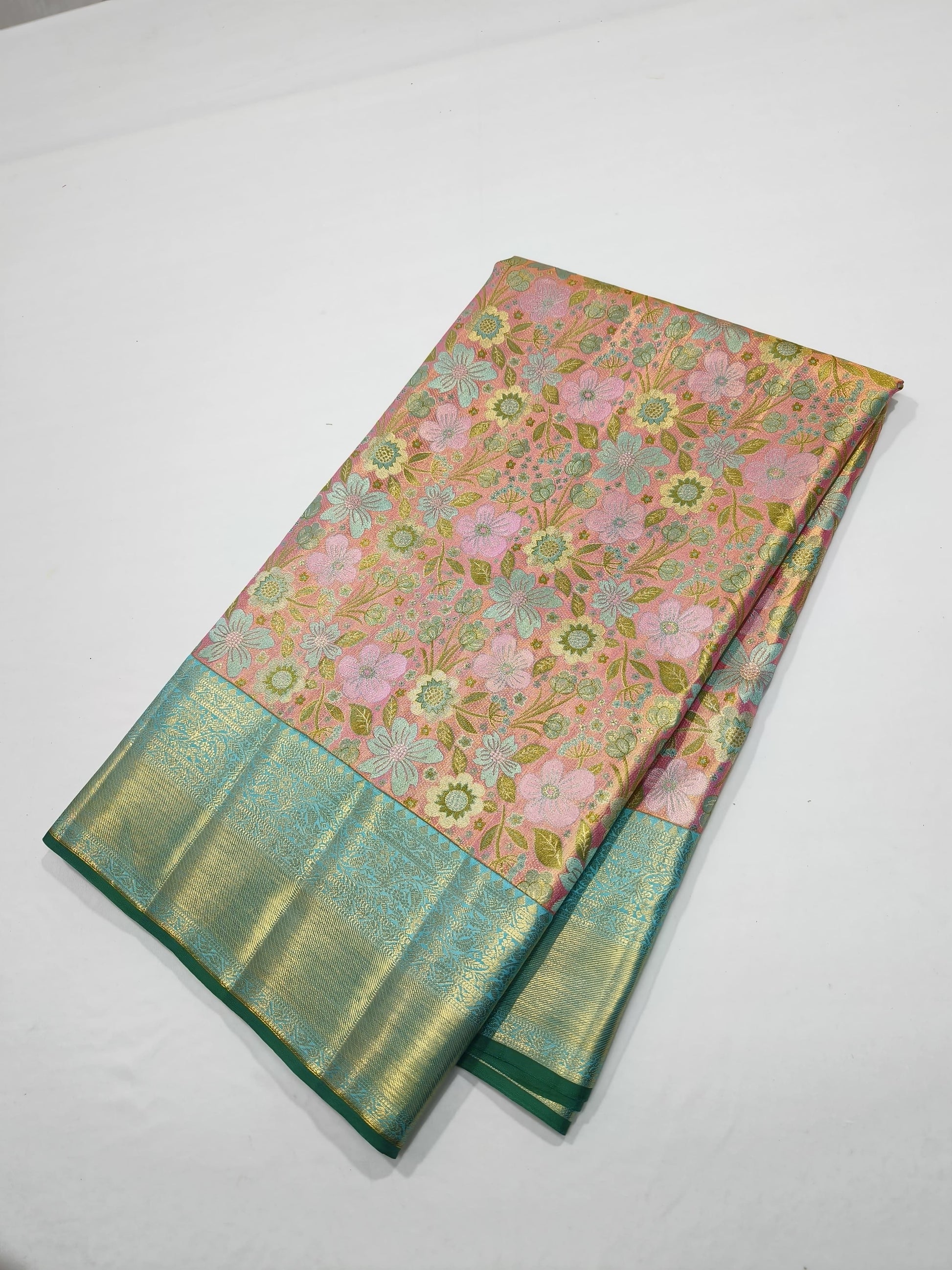 Pure Kanjeevaram Saree Floral silk Sarees - Saffronfashionindia