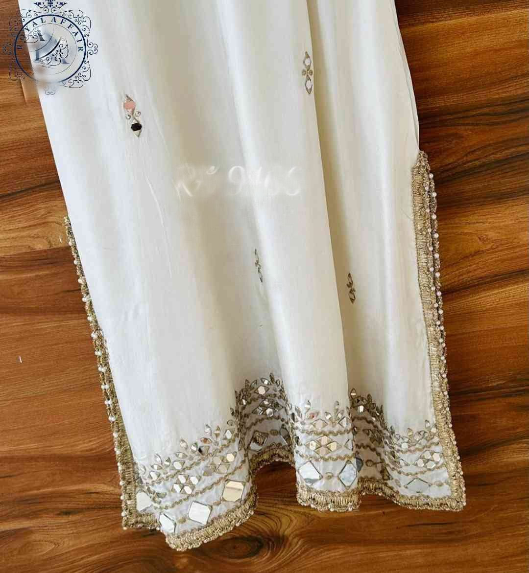Silk designer stitched shirt Partywear dress Saffronfashionindia