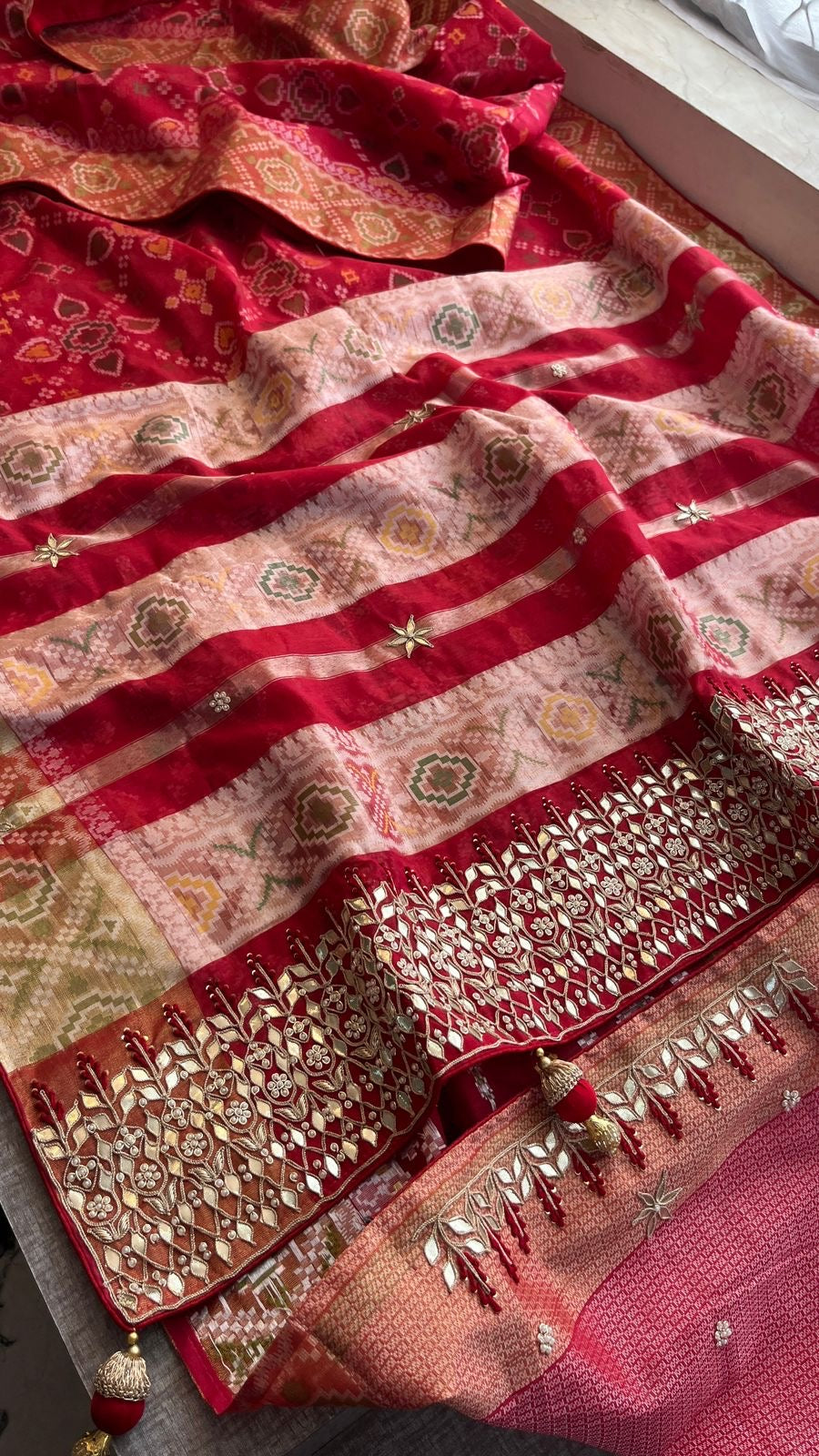 Kora Patola saree handmade saree zardosi saree - Saffronfashionindia
