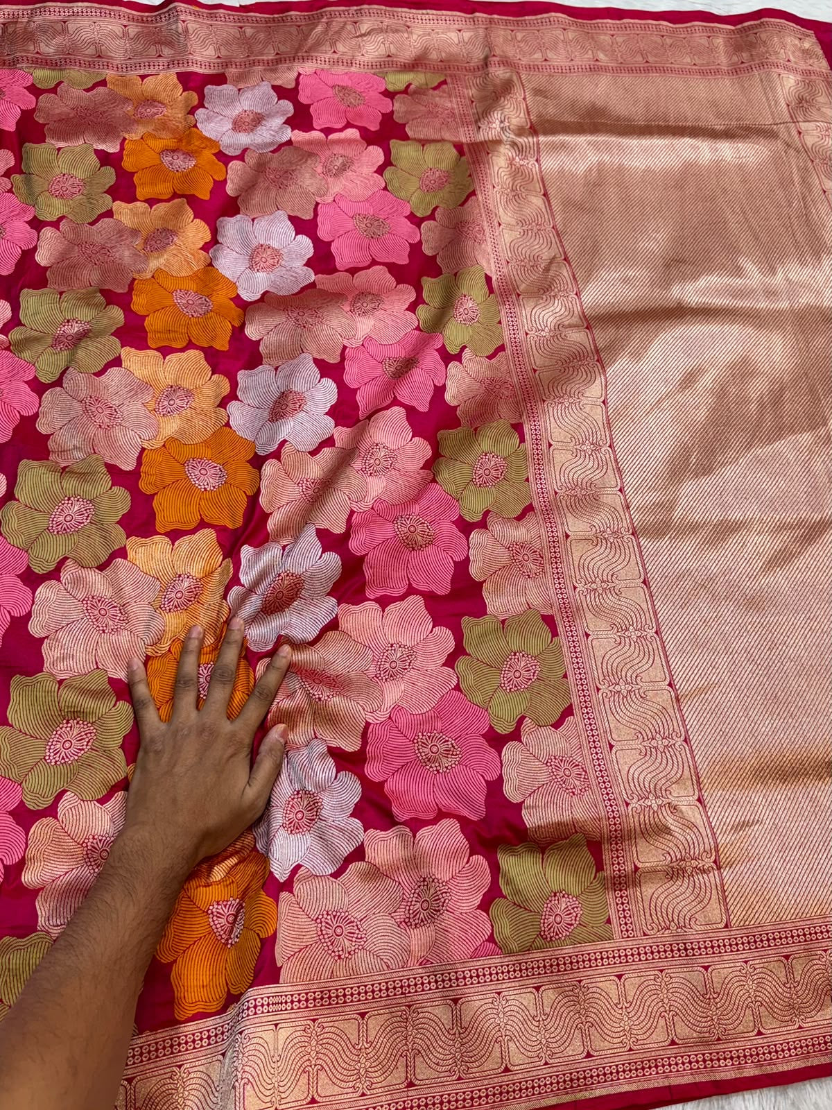 Pink tilfi Banarsi rangkat saree Indian floral sarees SaffronFashion