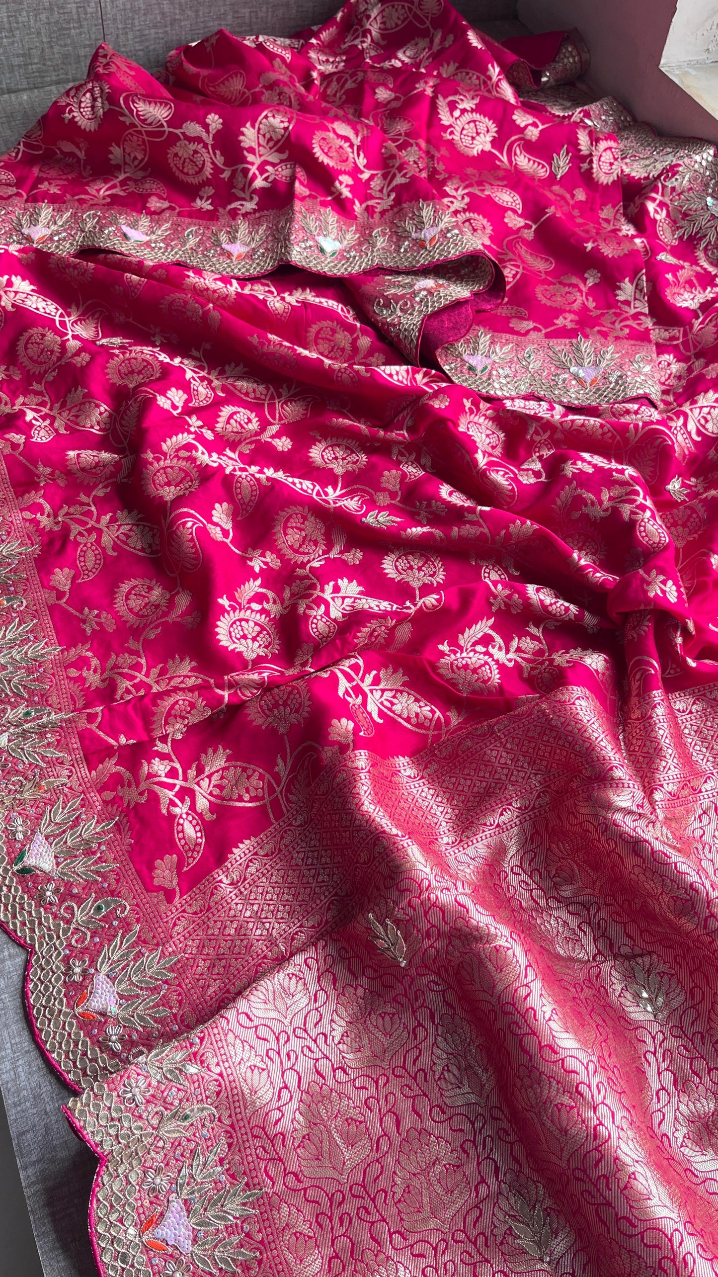Banarsi saree weaving saree gottapatti sarees - Saffronfashionindia