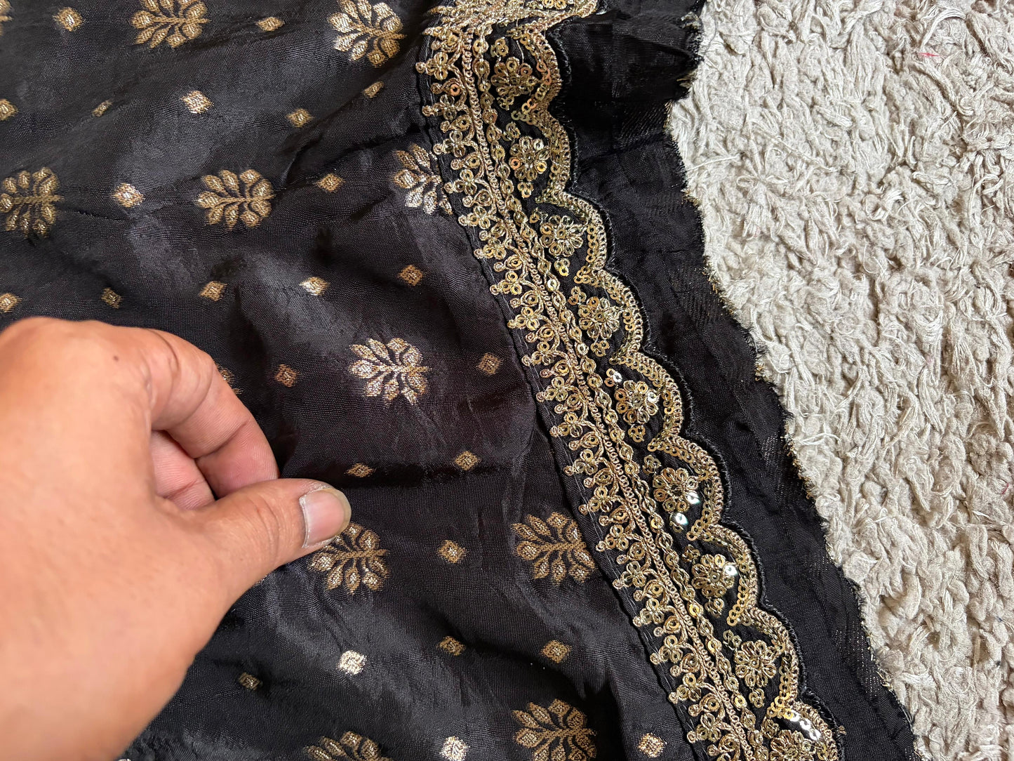 Black bandhani saree premium Banarsi saree gorgette sari blouse Saffronfashionindia