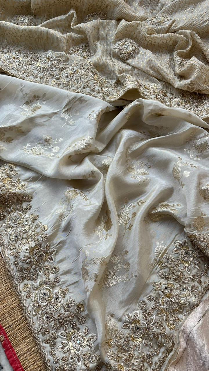 White Angela Mumga Silk Sarees Indian Saree - Saffronfashionindia