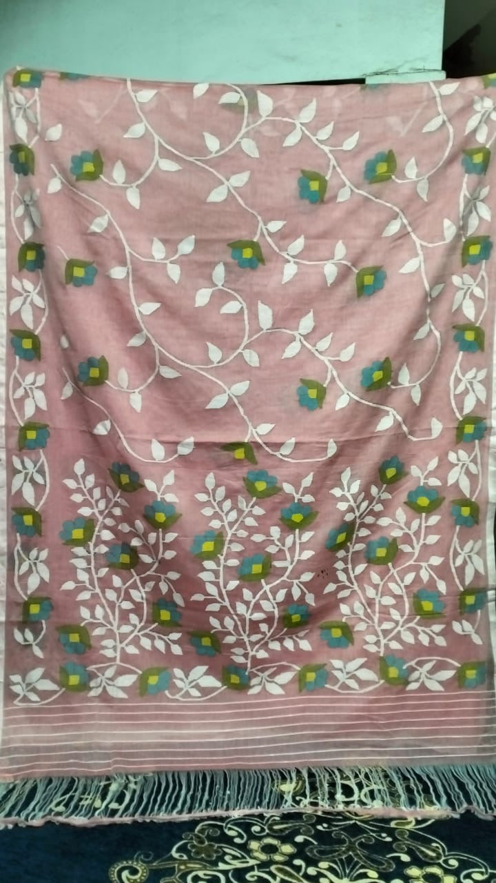 Mahisha muslin jamdani Indian traditional sarees - Saffronfashionindia
