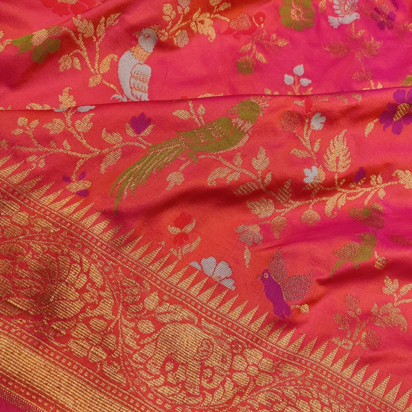 Kesari Katan silk saree handwoven sarees Indian sari blouse - Saffronfashionindia