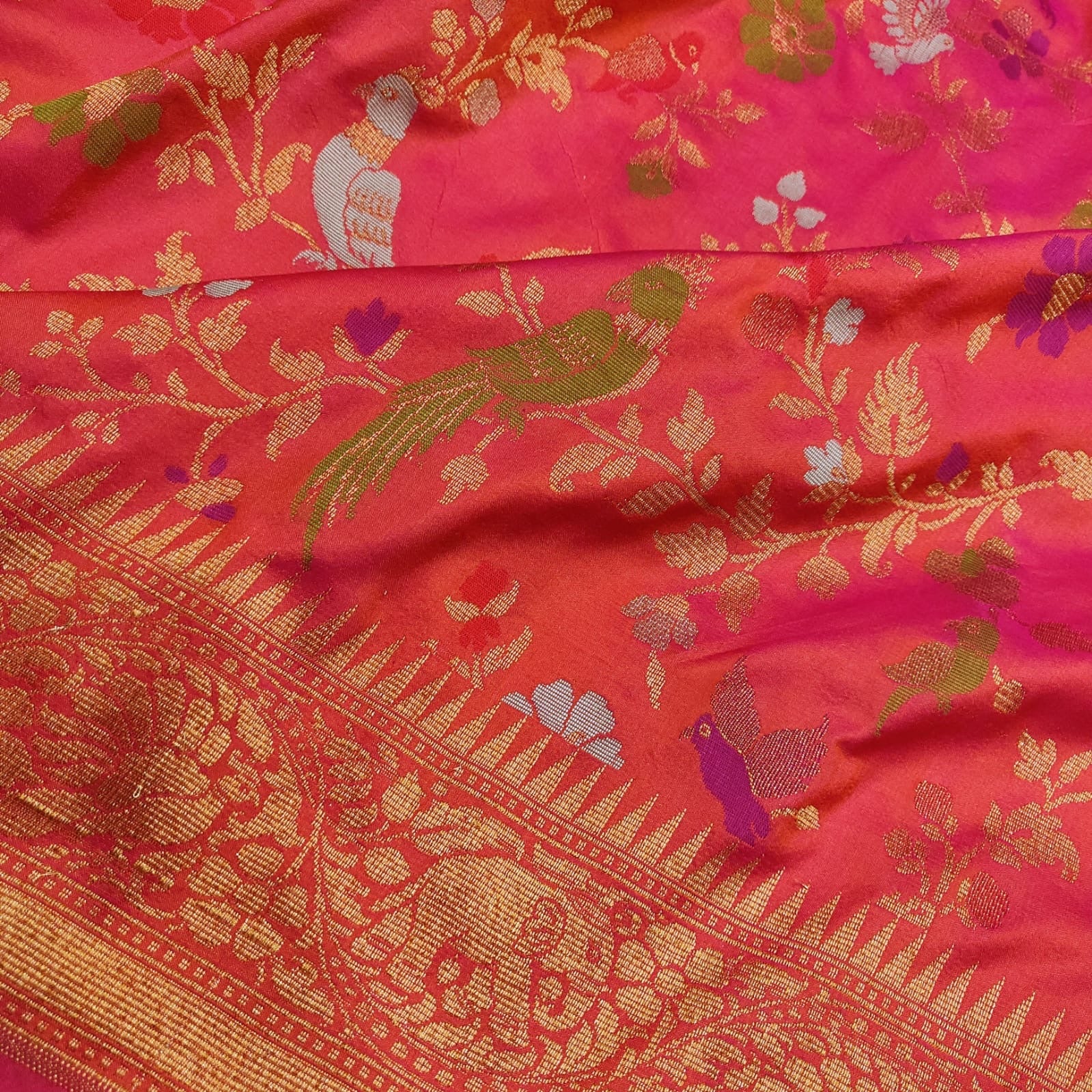 Kesari Katan silk saree handwoven sarees Indian sari blouse - Saffronfashionindia
