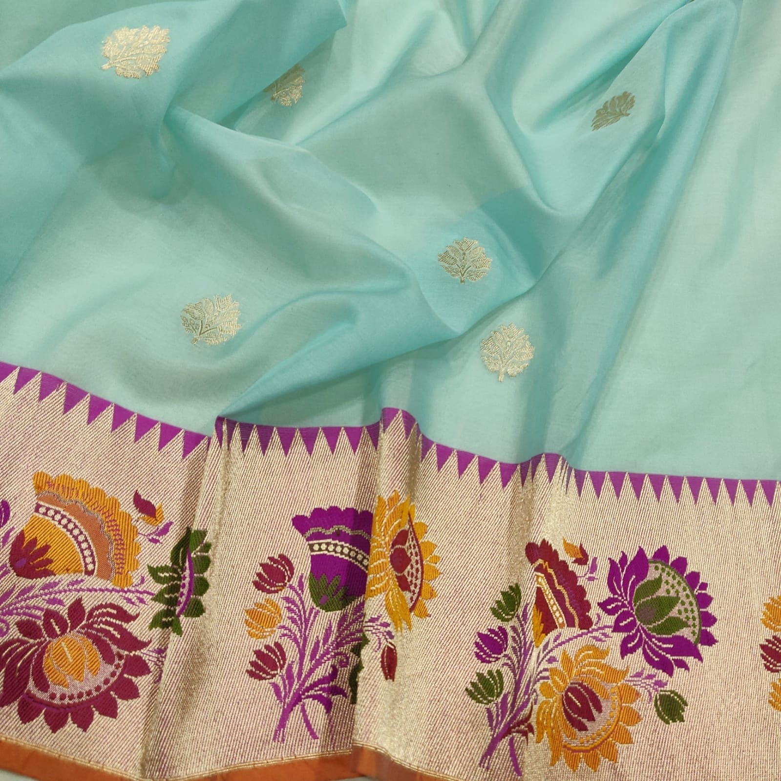 Munira handwoven saree Kora silk saree exclusive floral sari blouse SaffronFashion