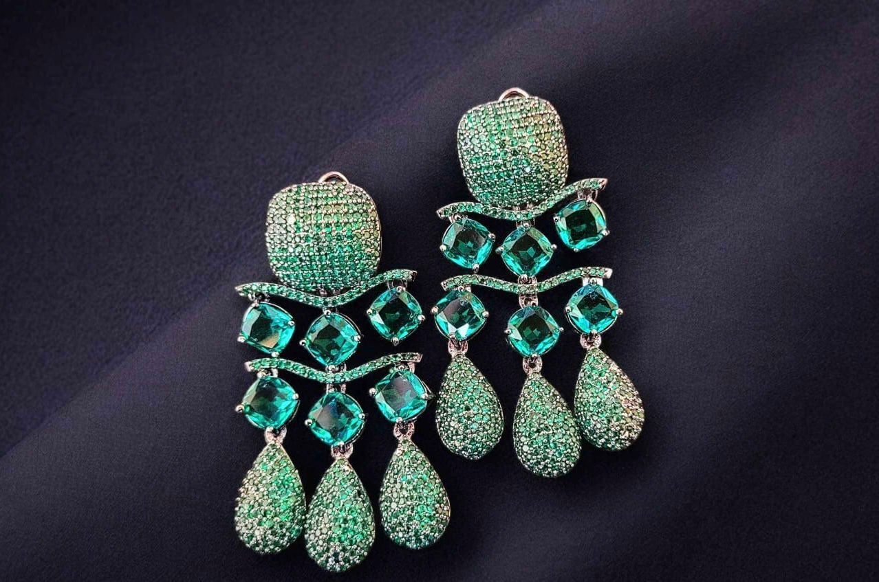 Cocktail earrings Partywear earrings stone earrings Saffronfashionindia