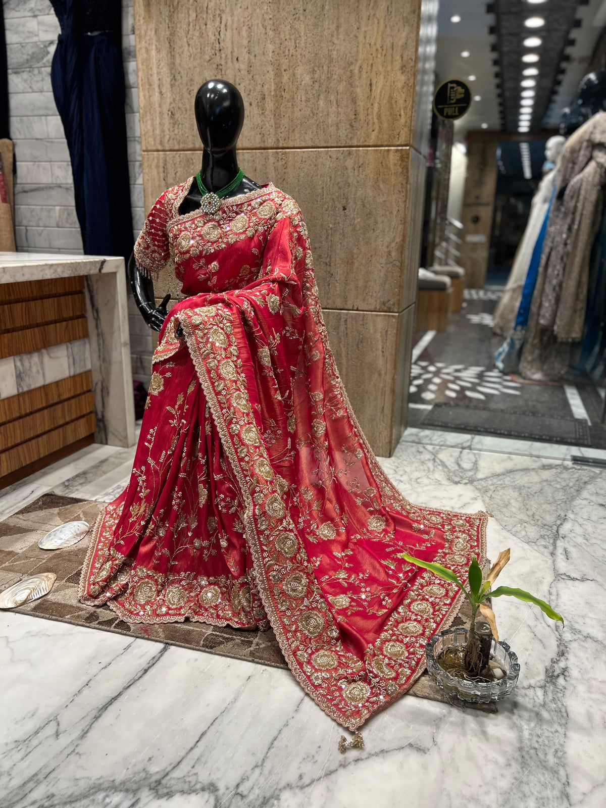 Designer silk Kanjeevaram saree wedding sari blouse Saffronfashionindia