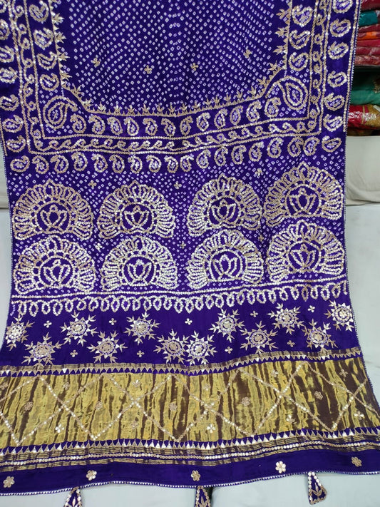 Blue Bandhani saree gajji silk saree traditional sari - Saffronfashionindia
