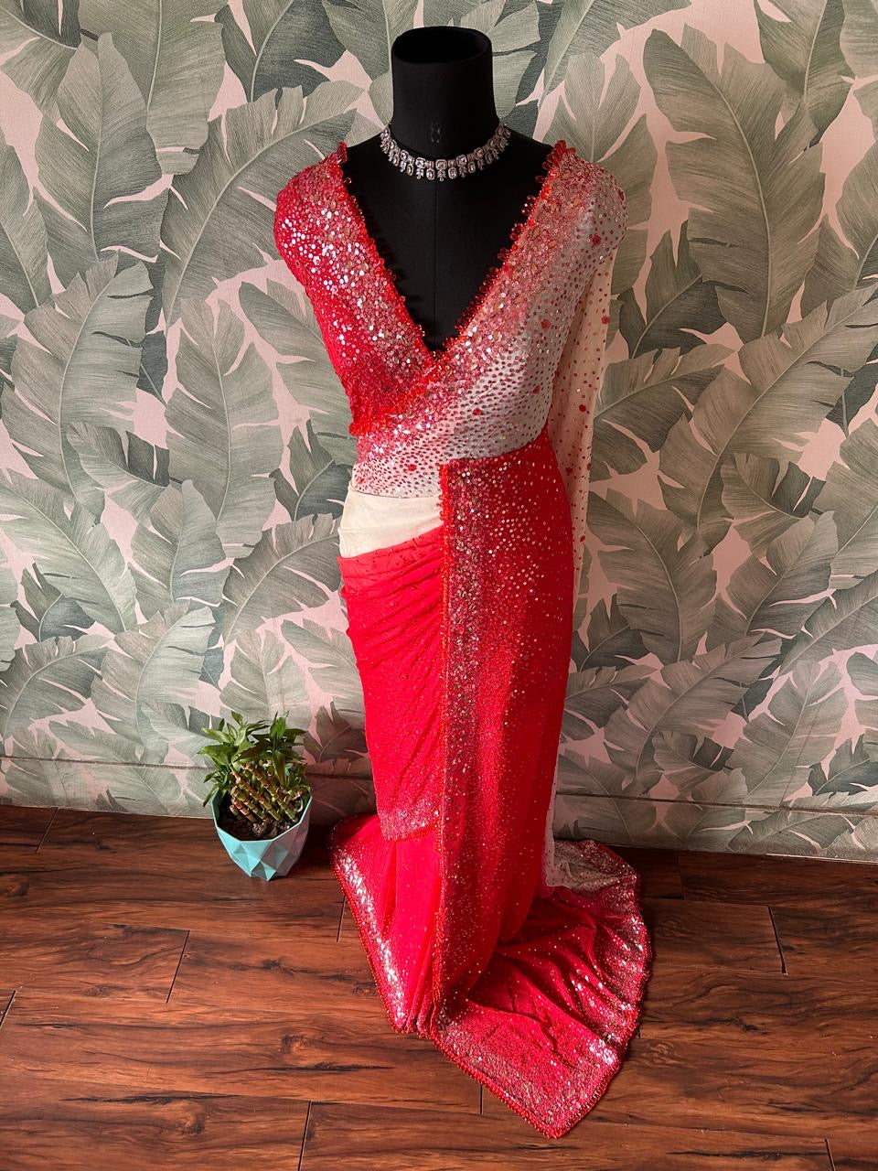 Shaded premium saree gorgette silk sarees Indian sari blouse