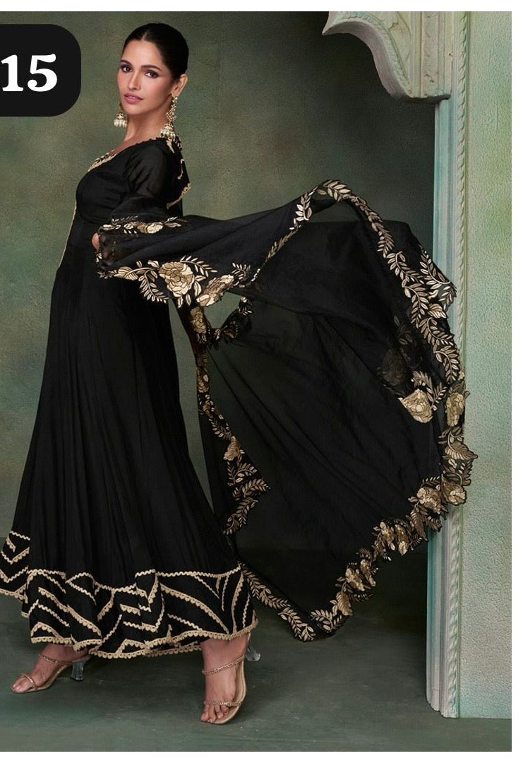 Black Organza Dress Indian suit Pakistani Salwar suit - Saffronfashionindia