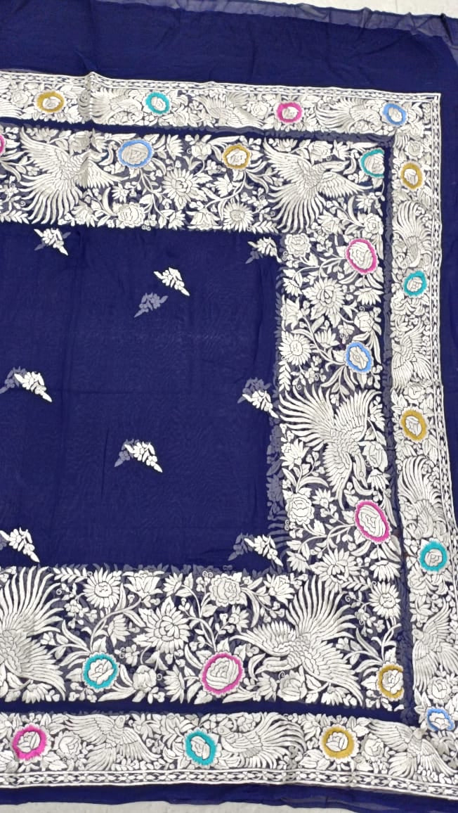 Rinisha gorgette handloom dupatta - Saffronfashionindia