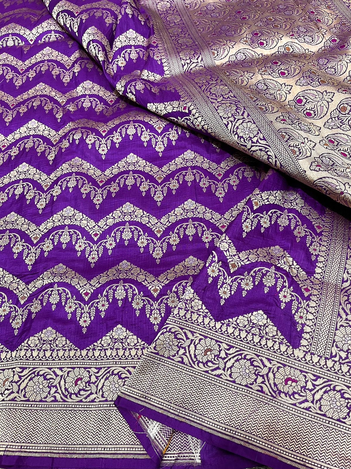 Women Banarsi katan Silk Sarees Meenakari Sari - Saffronfashionindia