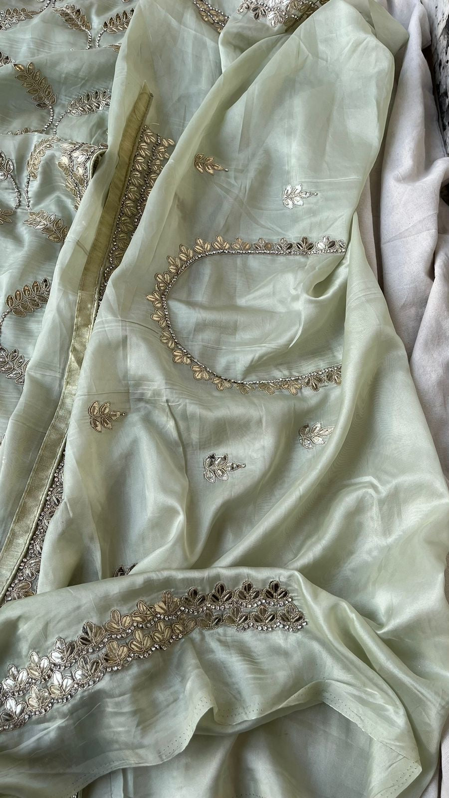 Kora Silk Satin Gottapatti Saree Indian Traditional sarees - Saffronfashionindia