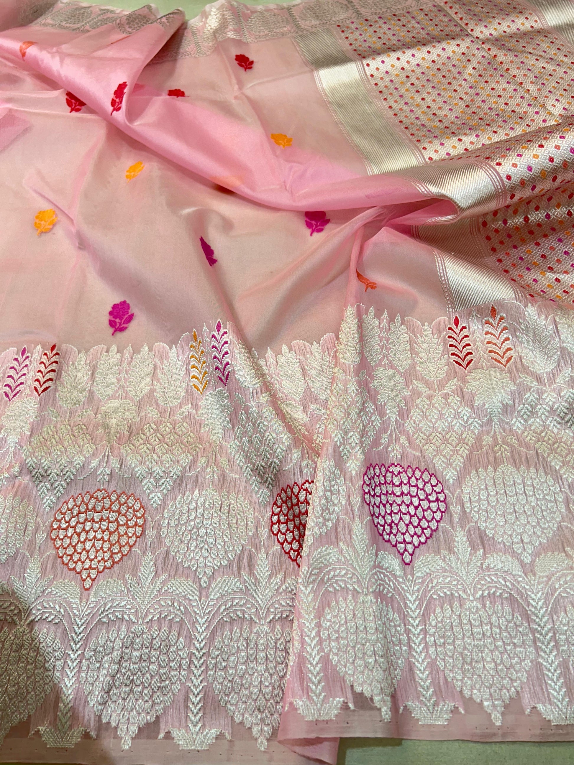 Pink iktara saree Kora organza saree Indian sarees blouse SaffronFashion