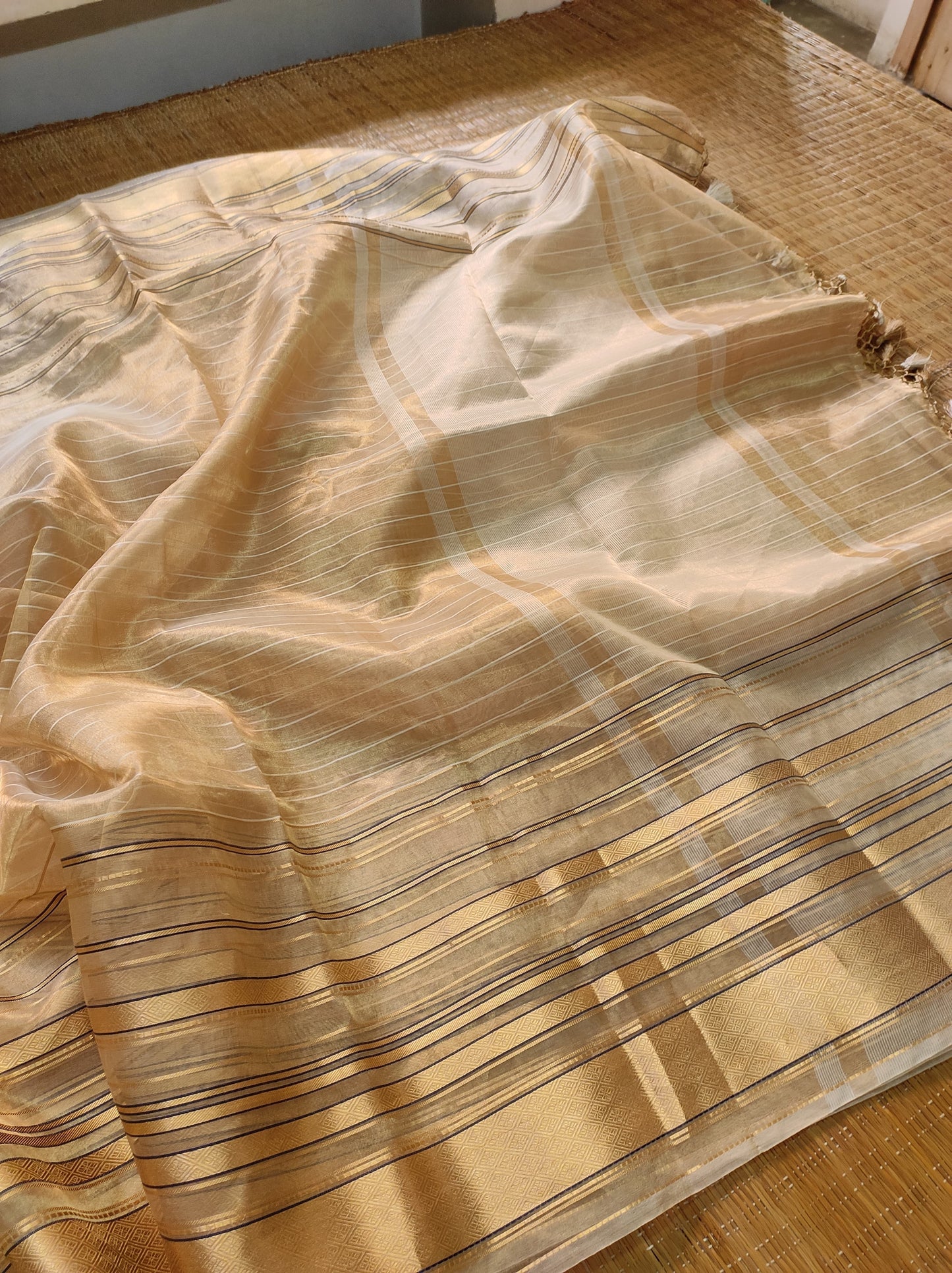 Chiniya Striped tissue sarees - Saffronfashionindia