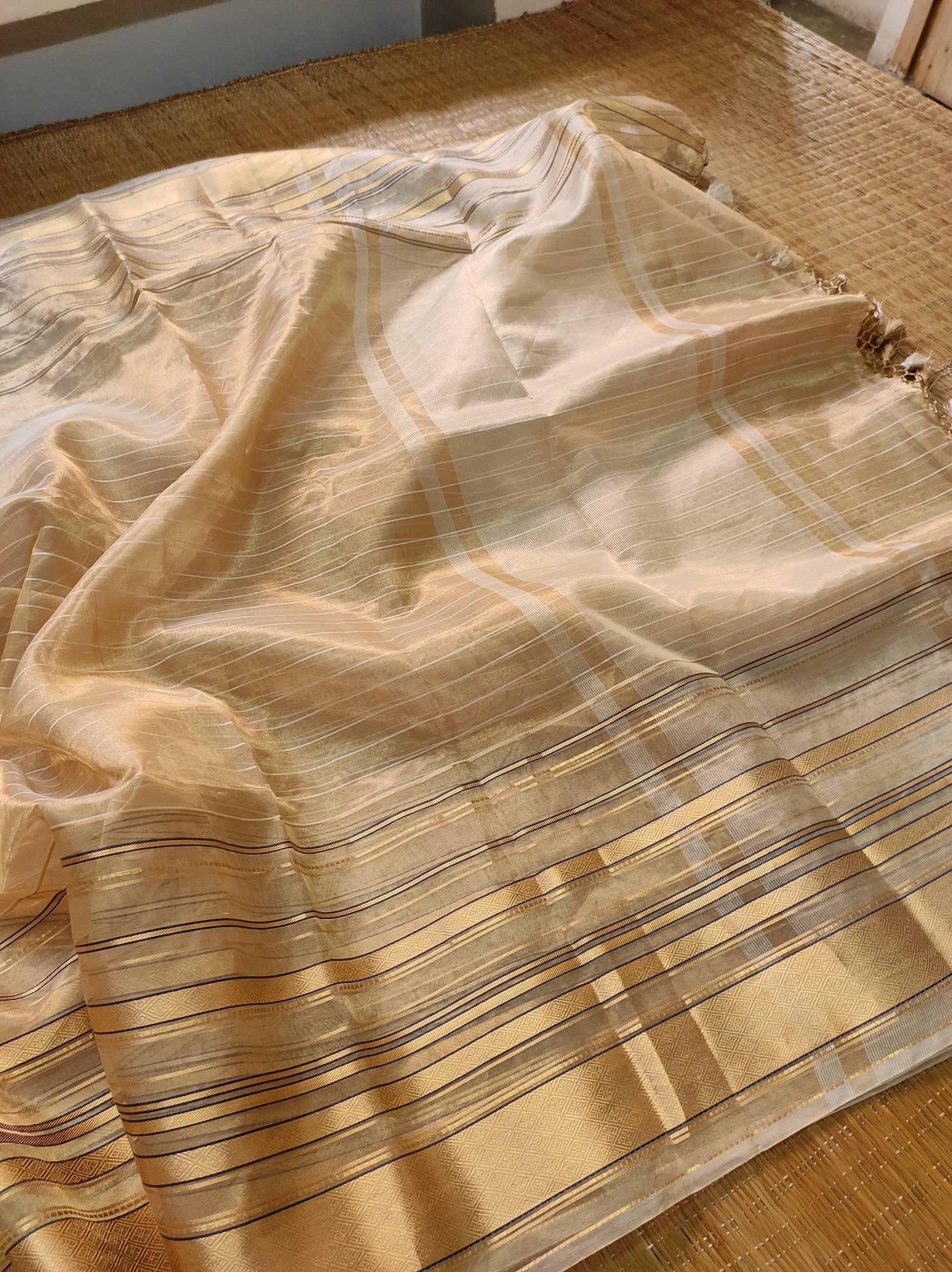 Chiniya Striped tissue sarees - Saffronfashionindia