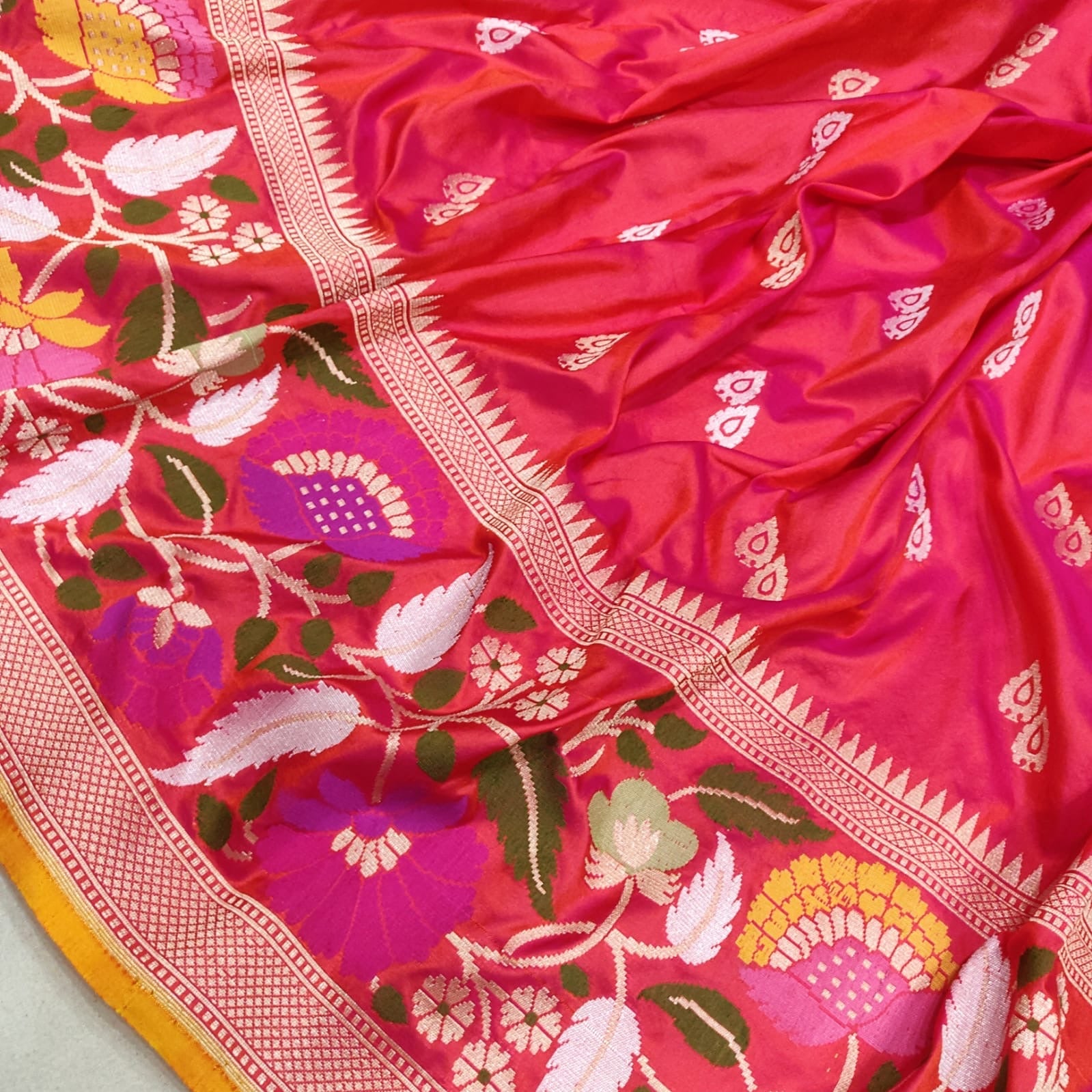 Gulabo katan silk saree handwoven sarees - Saffronfashionindia