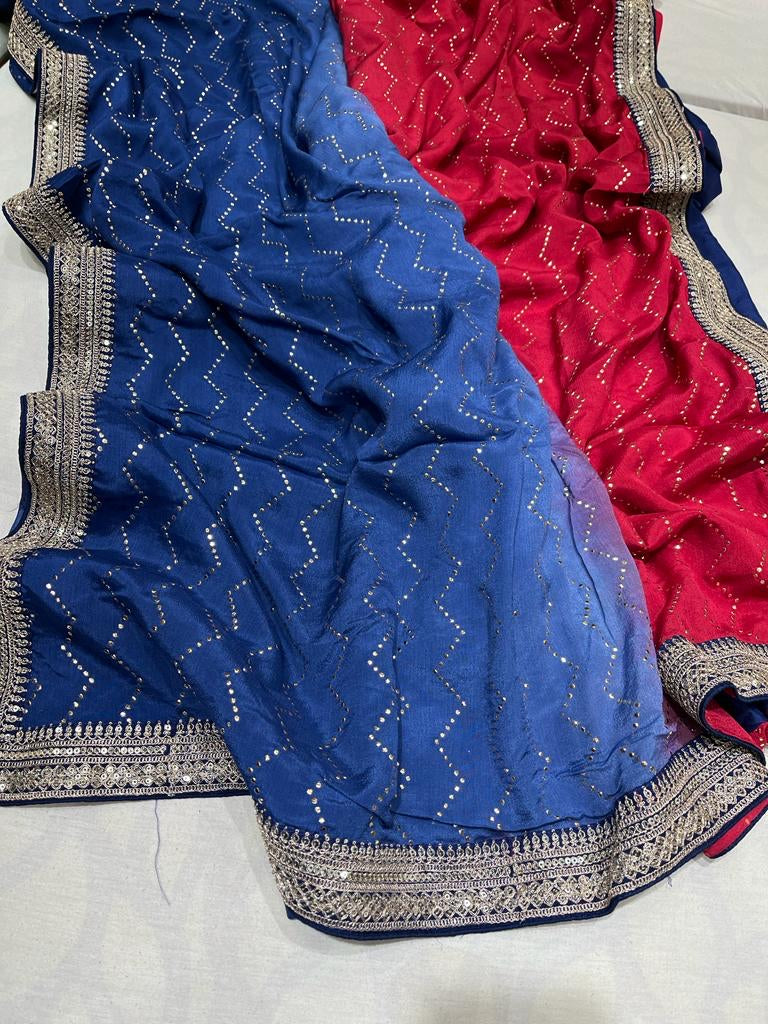 Aliva crepe shaded saree party wear saree - Saffronfashionindia