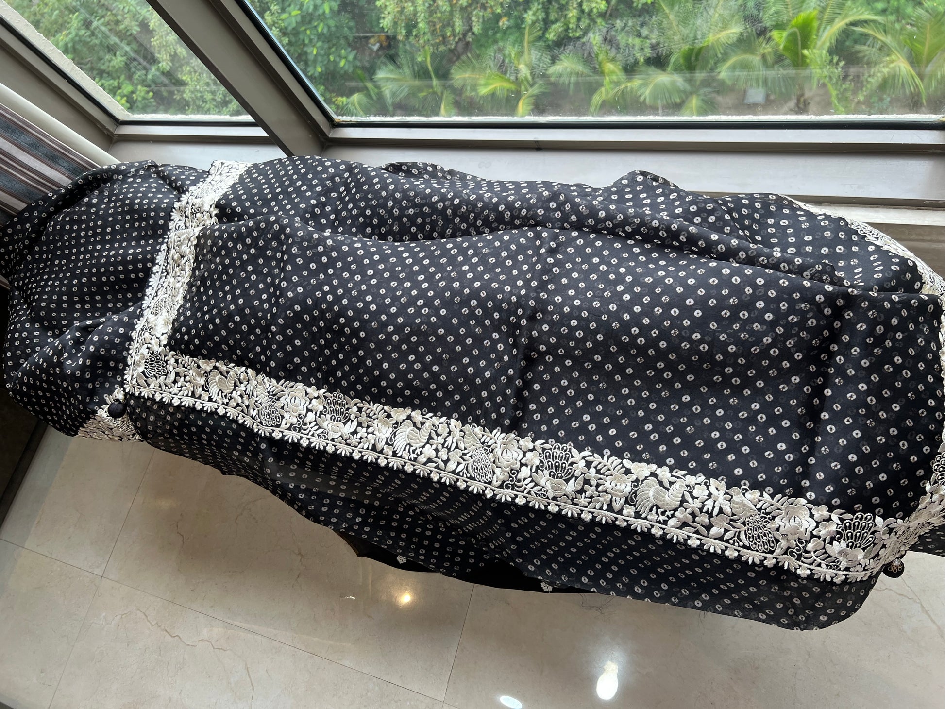 Black Organza Saree parsi inspired border saree blouse - Saffronfashionindia