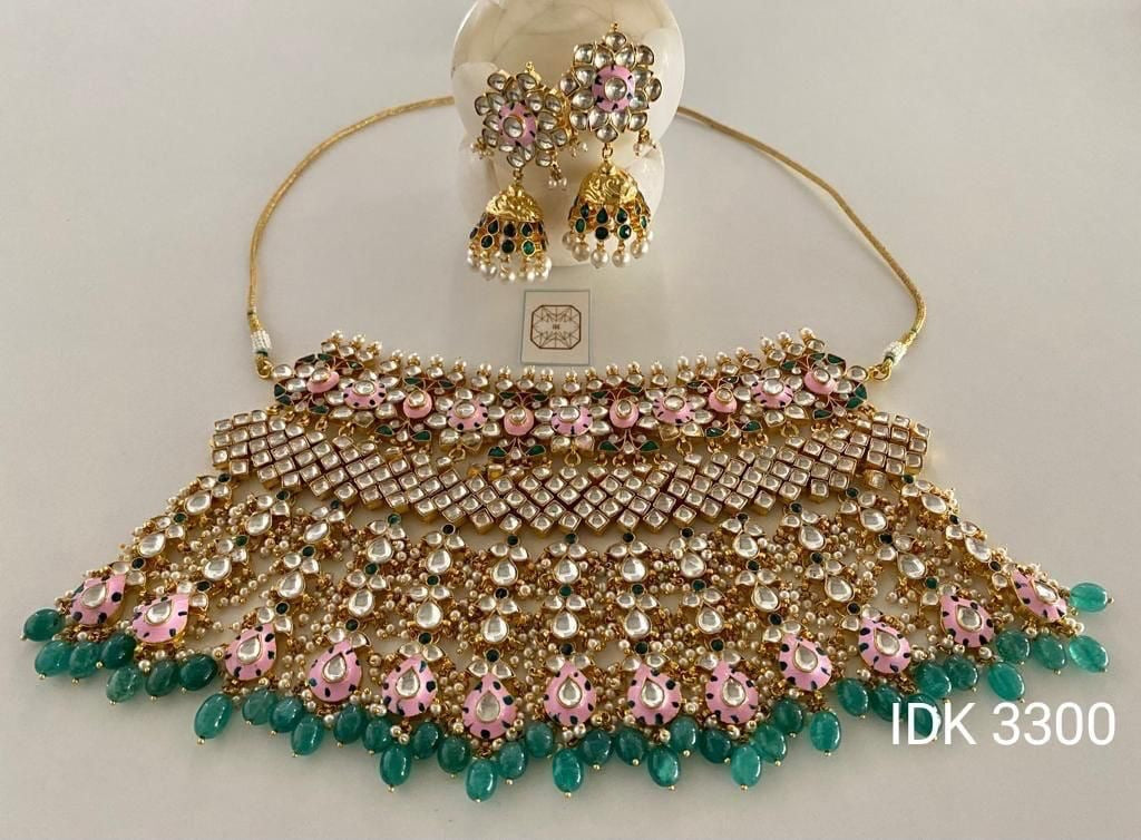 Kangana Floral Kundan set Bridal set - Saffronfashionindia