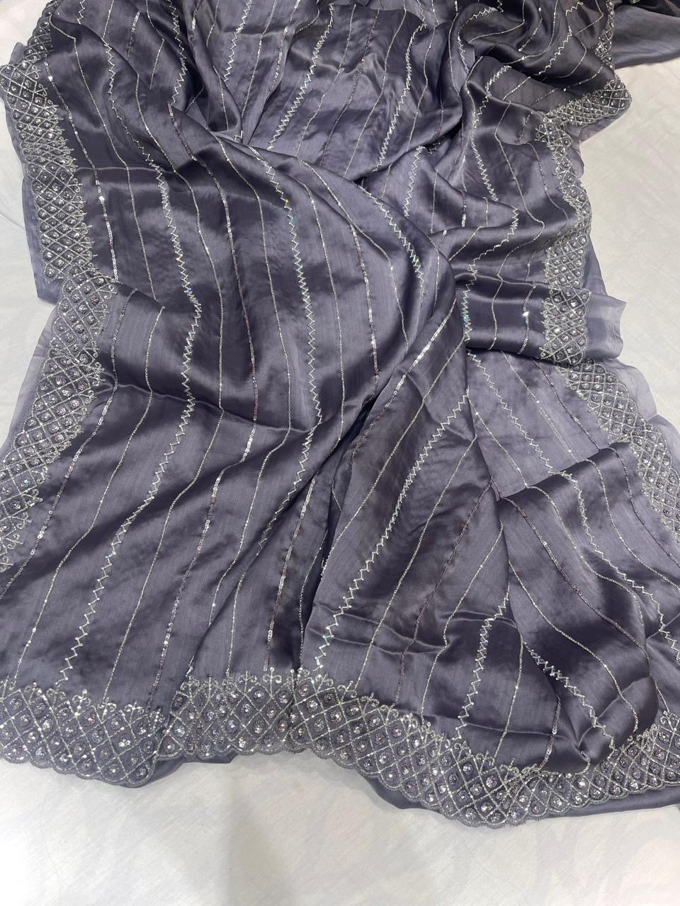 Lavisha organza saree Indian saree sequence sarees - Saffronfashionindia