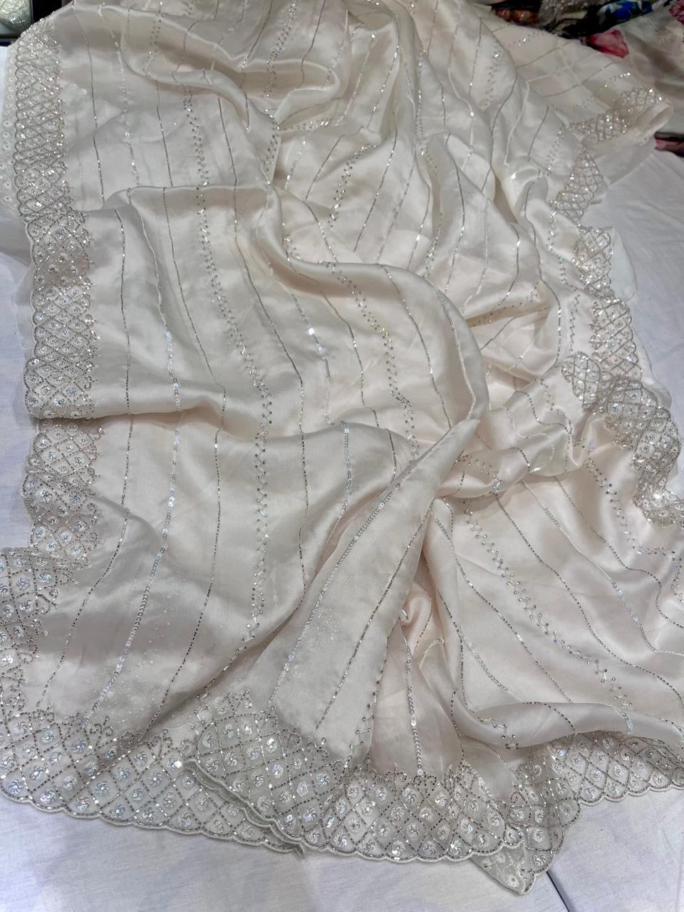 Lavisha organza saree Indian saree sequence sarees - Saffronfashionindia