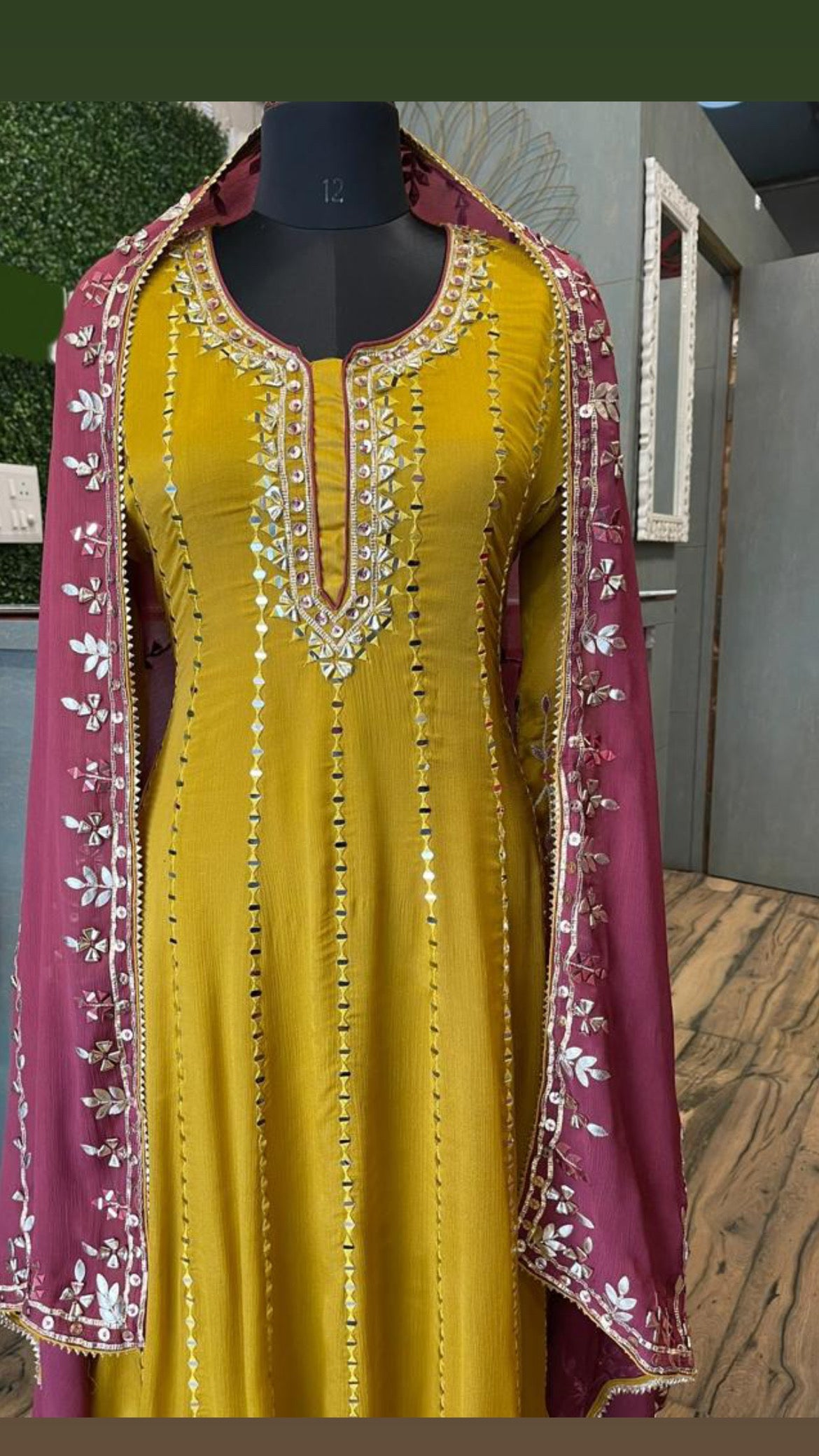 Yellow Anarkali Salwar suit Traditional suit - Saffronfashionindia