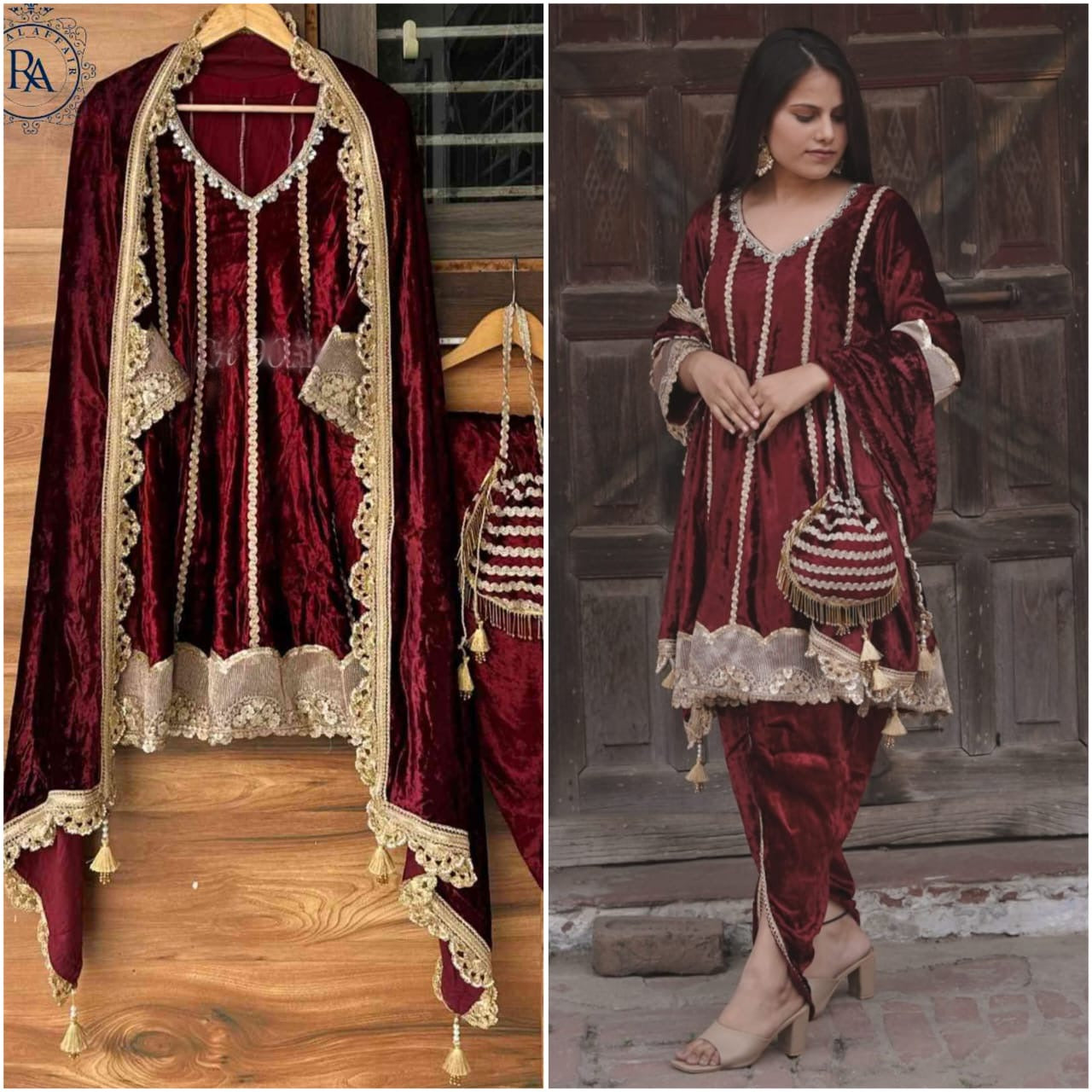 Velvet Salwar Suit Anarkali Salwar kameez - Saffronfashionindia