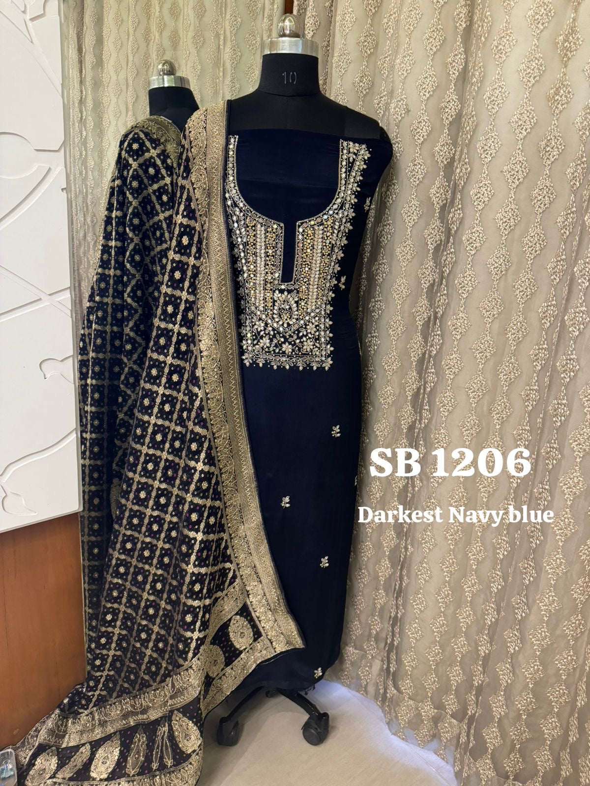 Mirror Handwork Chinon Salwar suit Indian dress - Saffronfashionindia