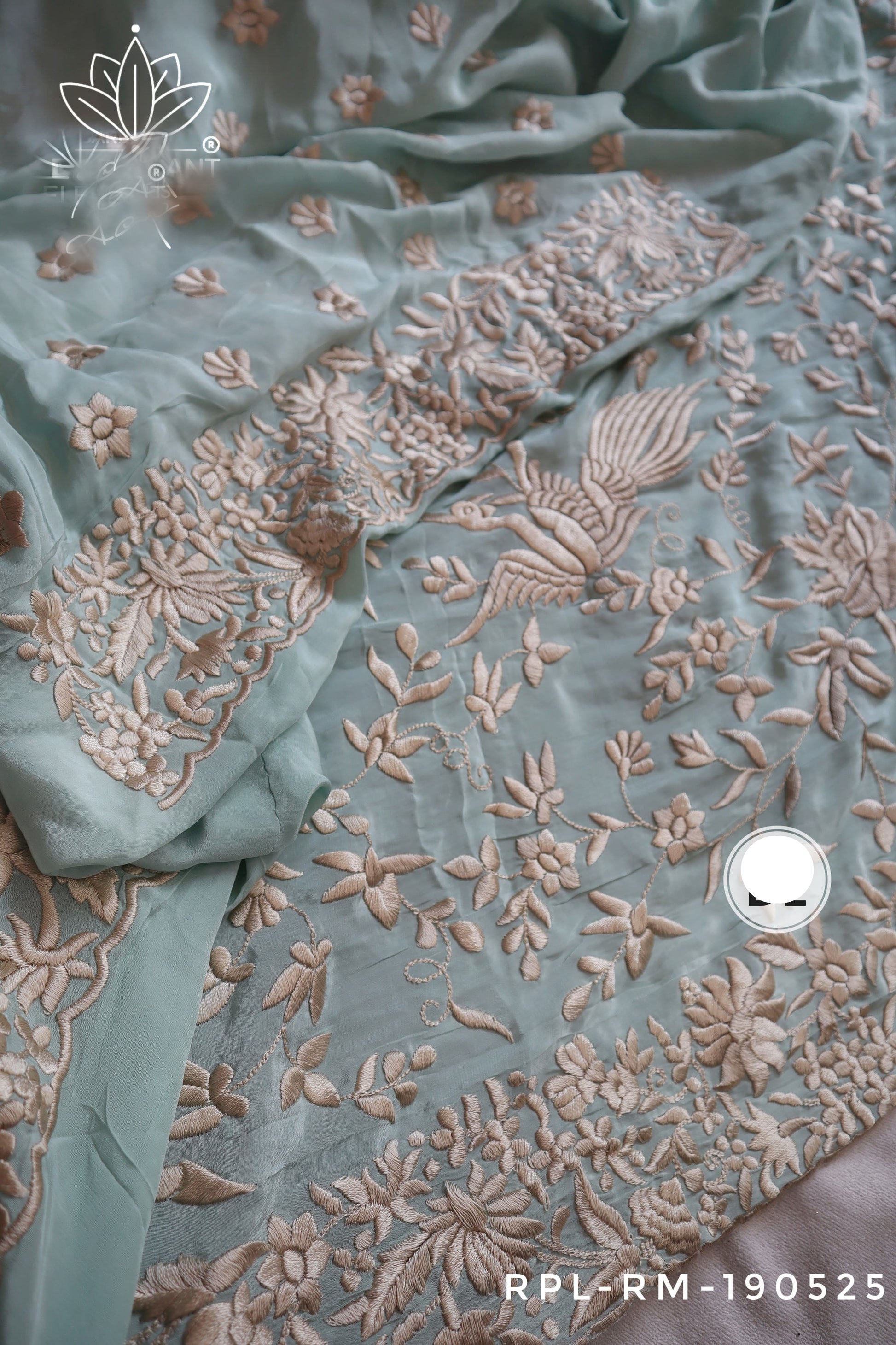 Black Parsi thread Embroidered Saree SaffronFashion