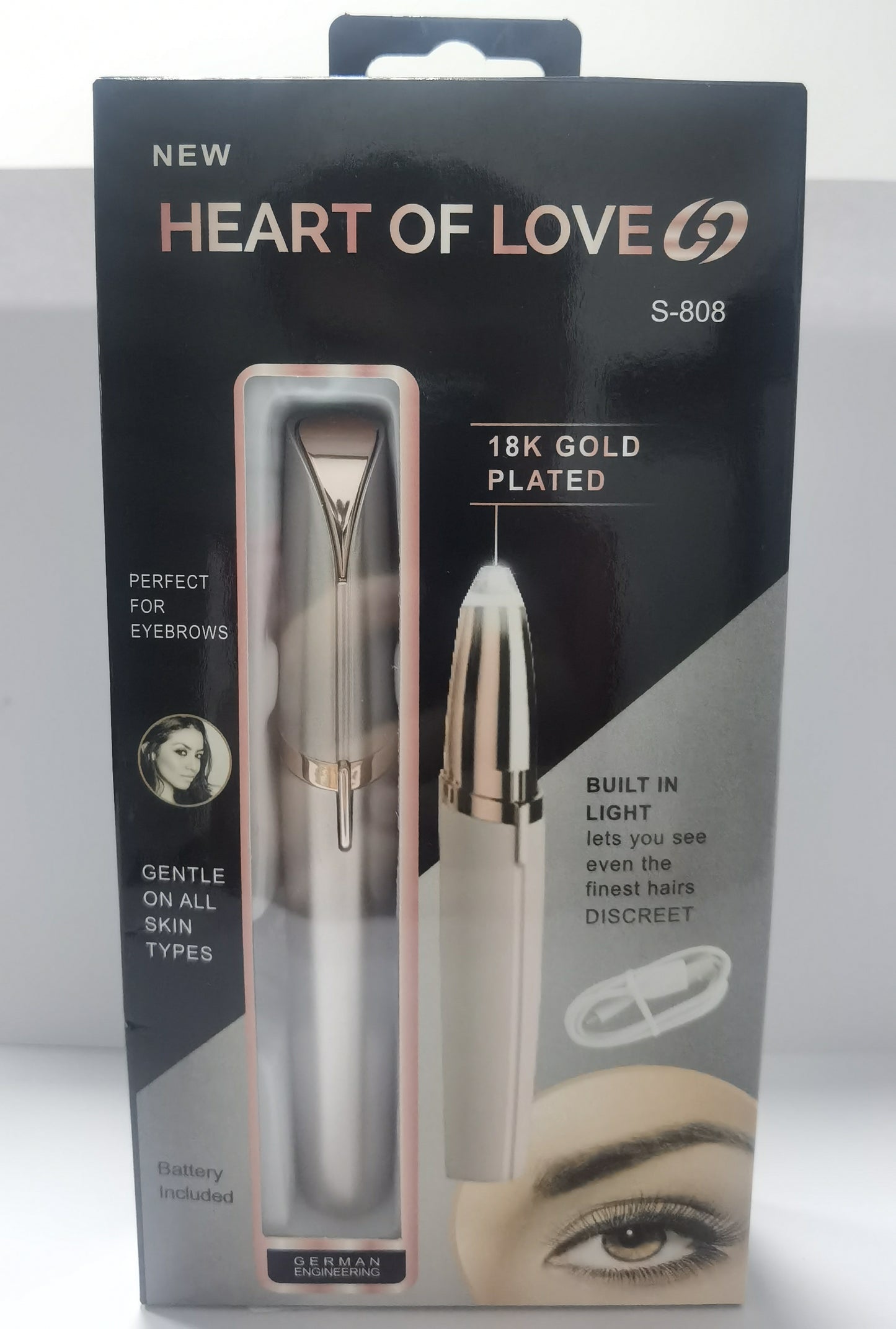 Mini Electric Eyebrow Trimmer Lipstick Brows Pen Hair Remover Painless Razor Epilator with LED Light - Saffronfashionindia
