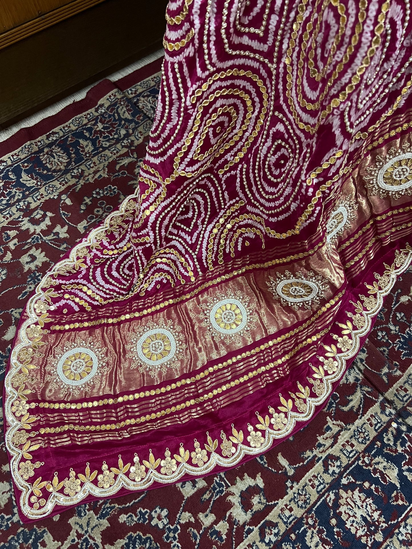 Pink Gajji silk dupatta Embroidery dupatta - Saffronfashionindia