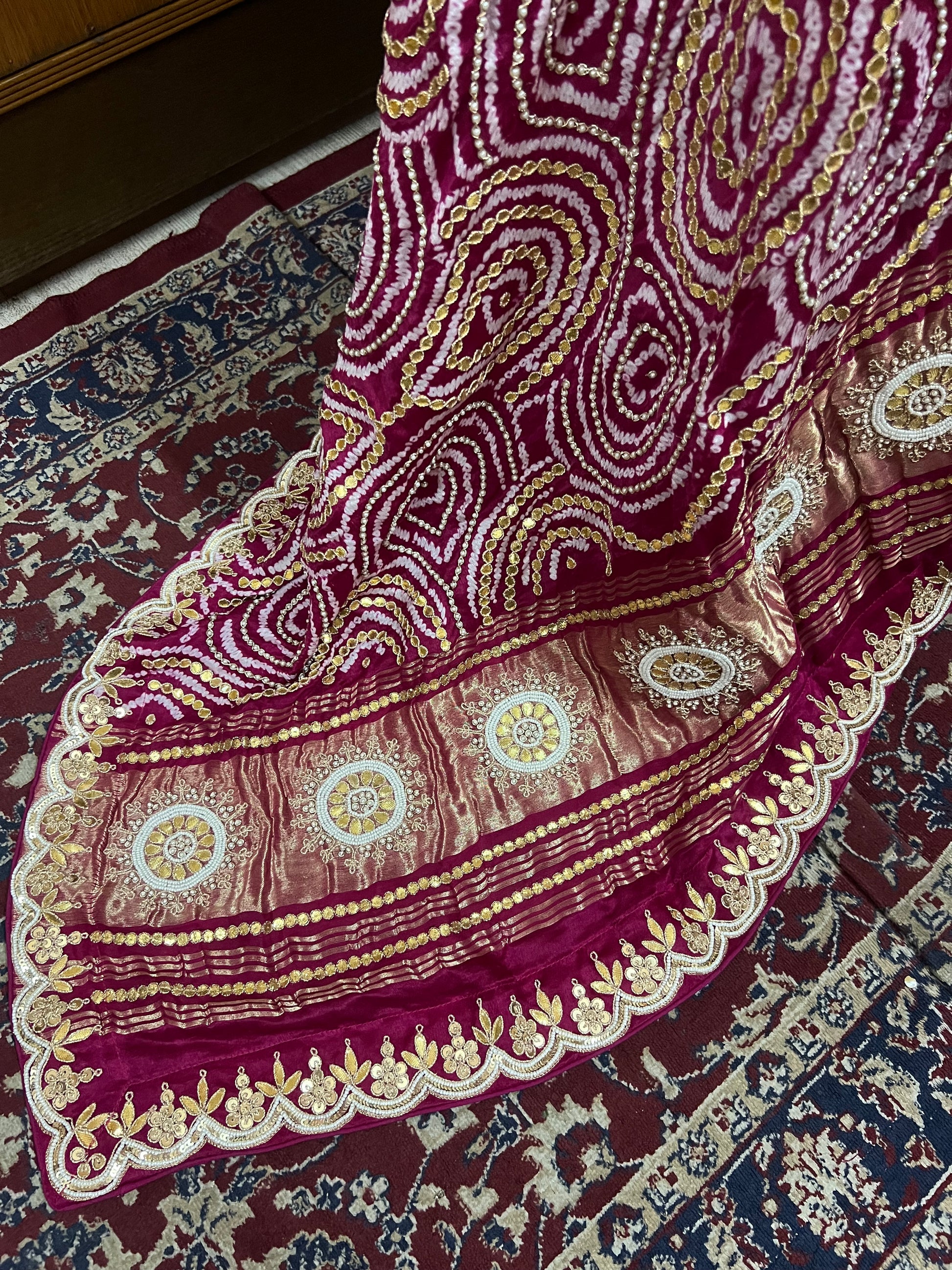 Pink Gajji silk dupatta Embroidery dupatta - Saffronfashionindia