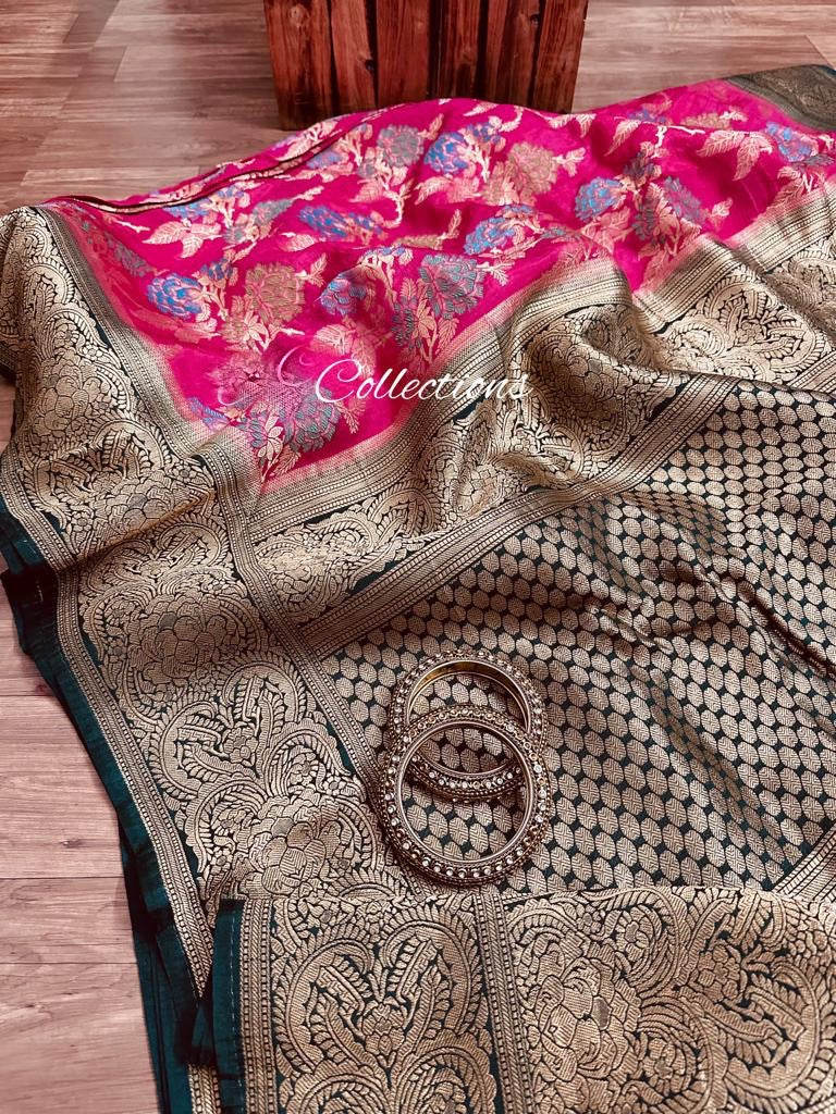 Pink beautiful munga silk saree - Saffronfashionindia