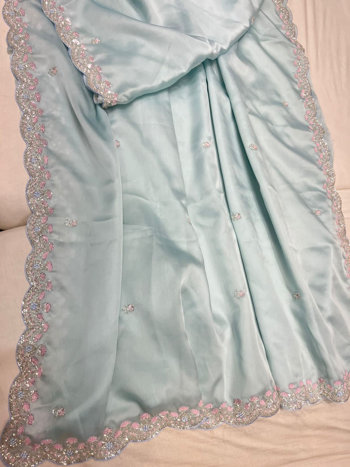 Sequins organza saree Indian saree - Saffronfashionindia