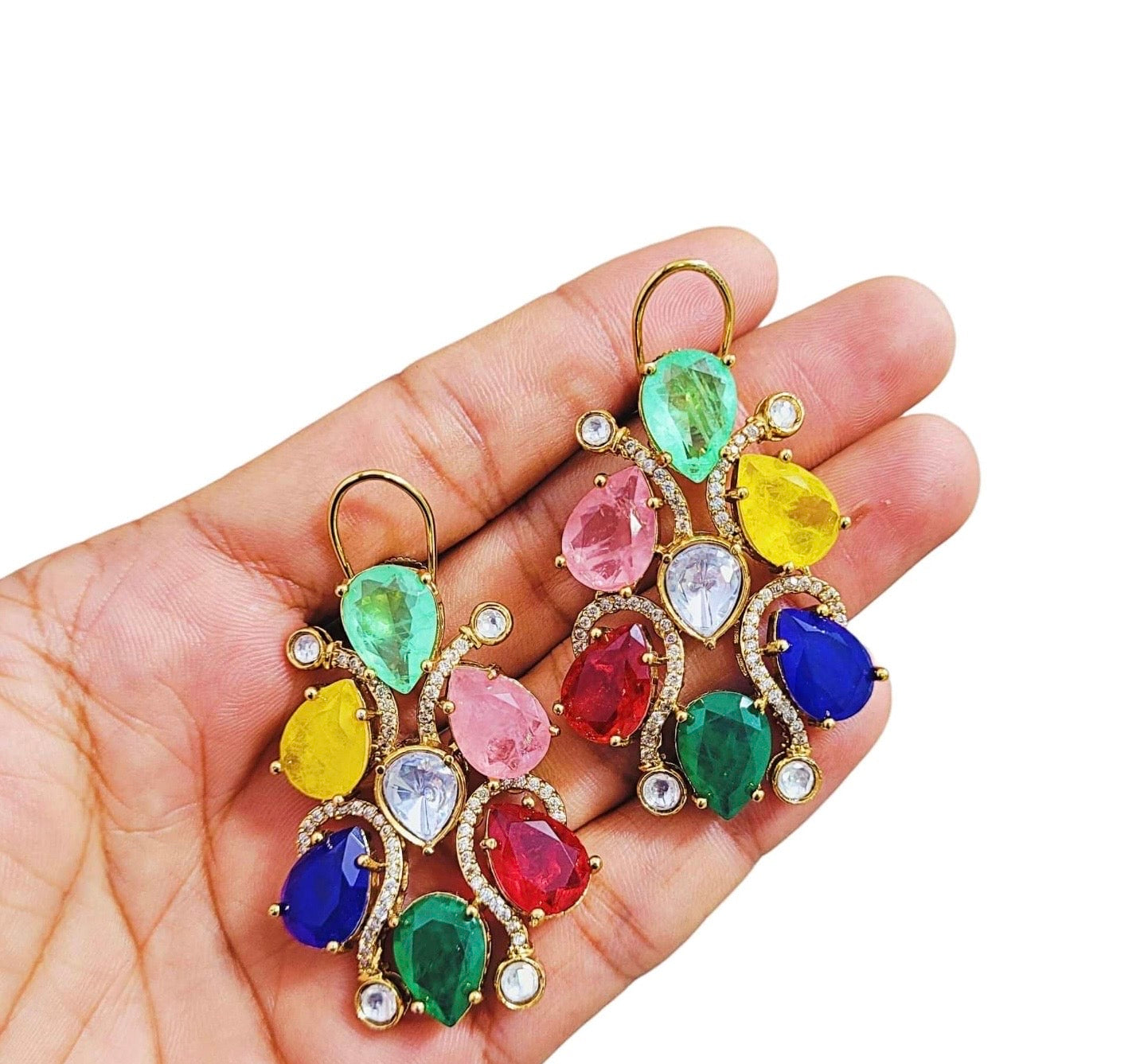 Stone earrings cocktail earrings double doublet earrings for women SaffronFashion