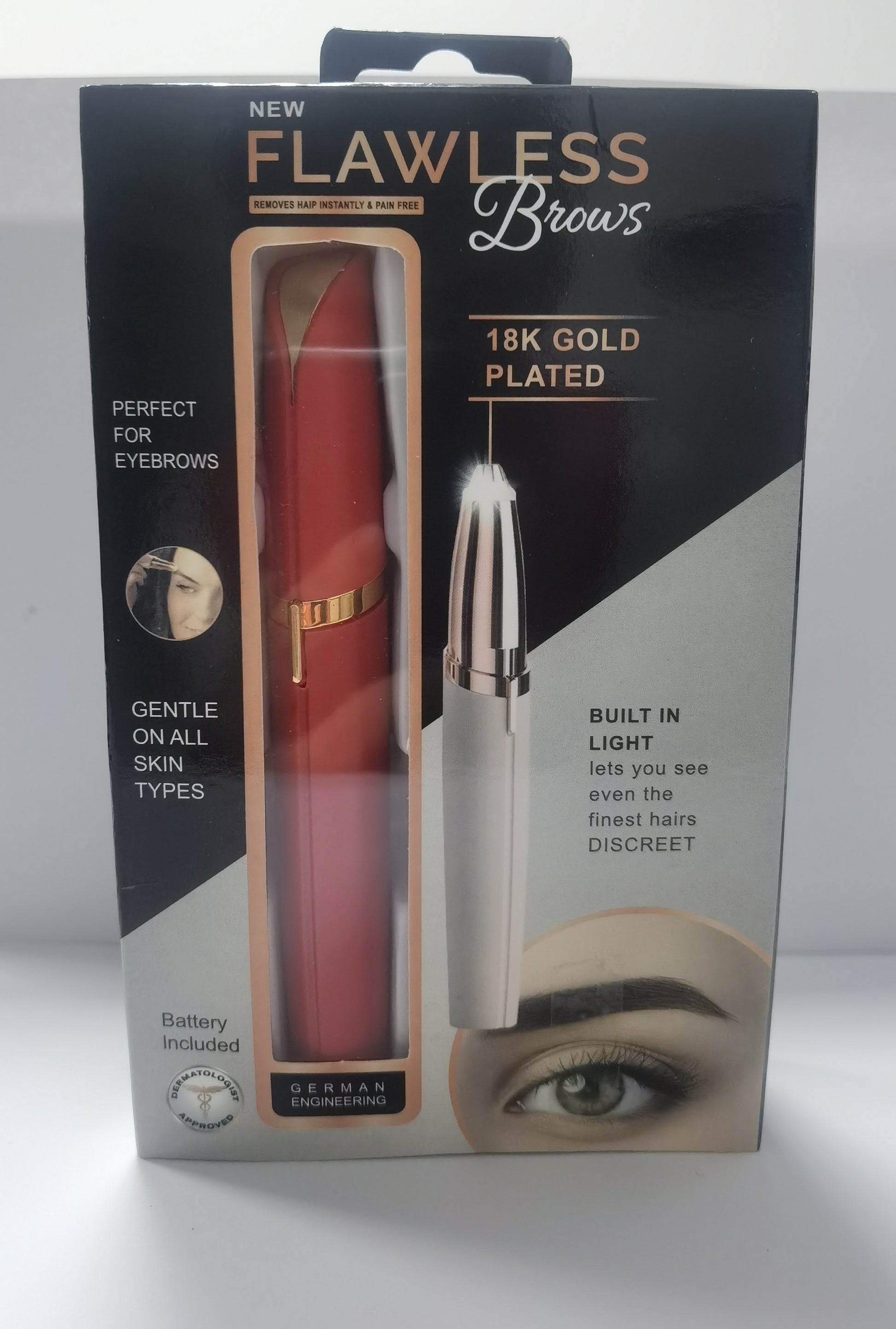 Mini Electric Eyebrow Trimmer Lipstick Brows Pen Hair Remover Painless Razor Epilator with LED Light - Saffronfashionindia