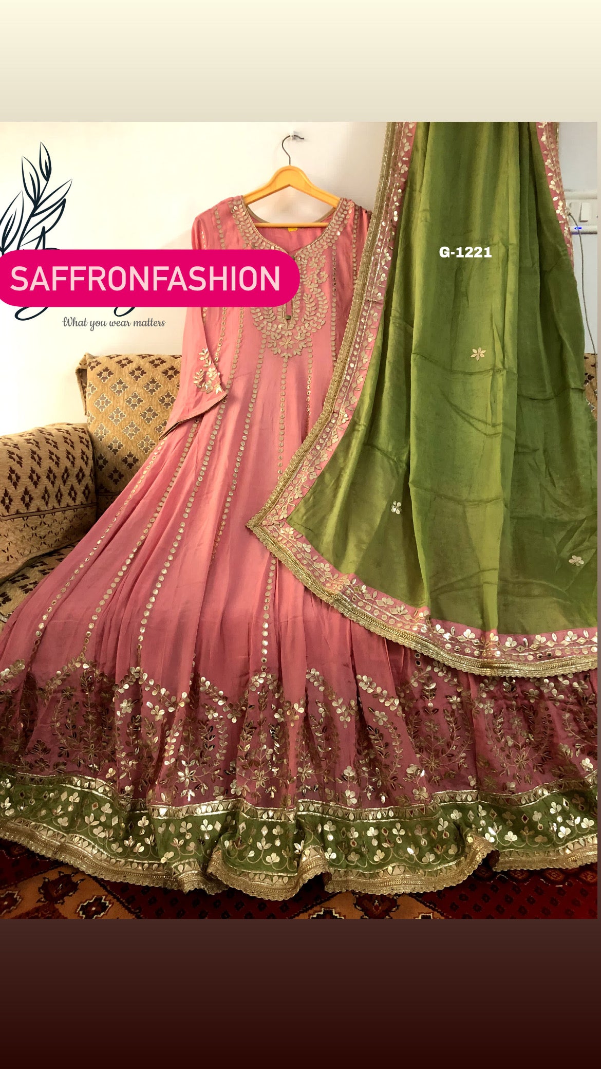 Upada silk Anarkali set Indian traditional dress - Saffronfashionindia
